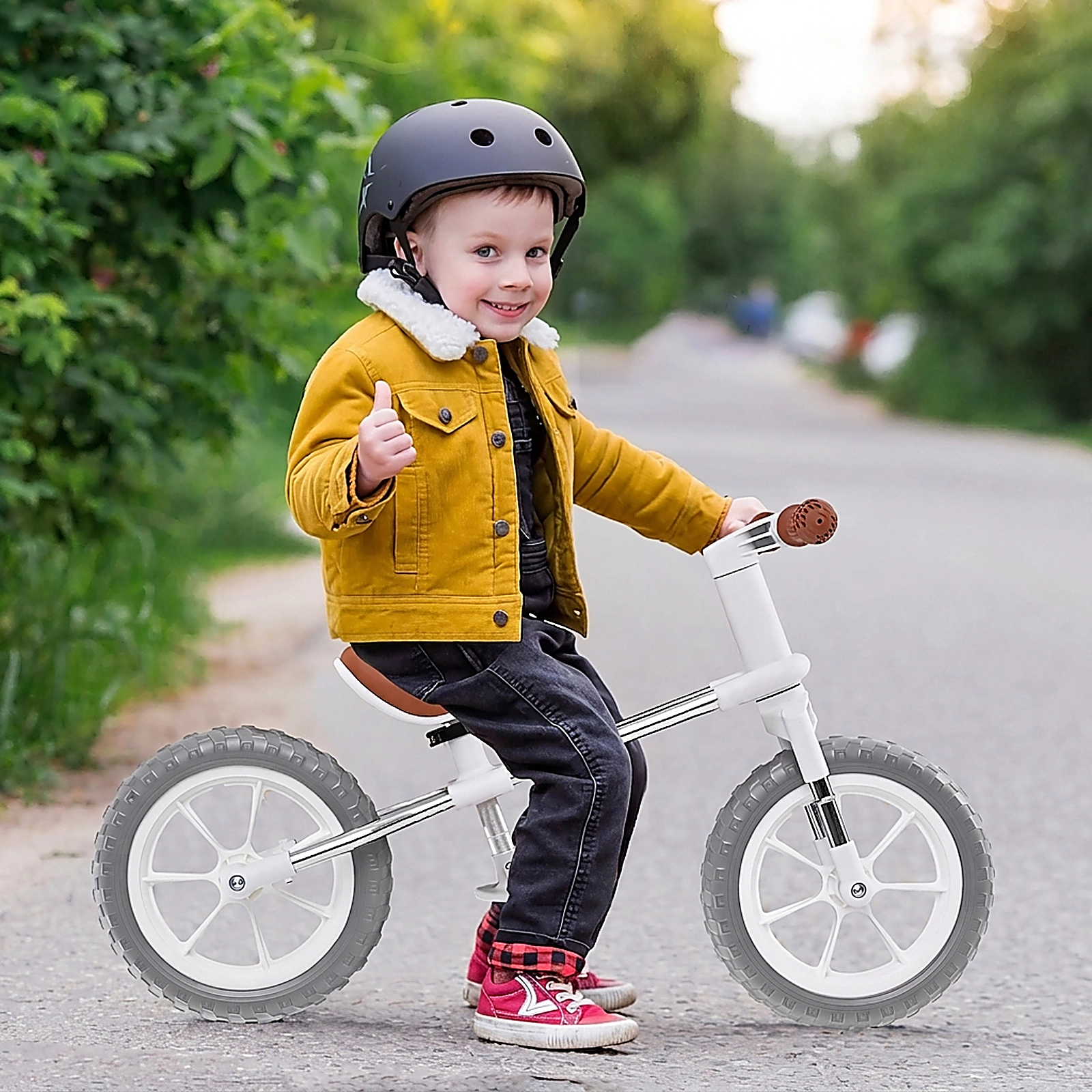 SUGIFT Kids White 12-in Balance Bike with Rotatable Handlebar and Footrest 14.5-in Seat H 66-lb Rider Capacity