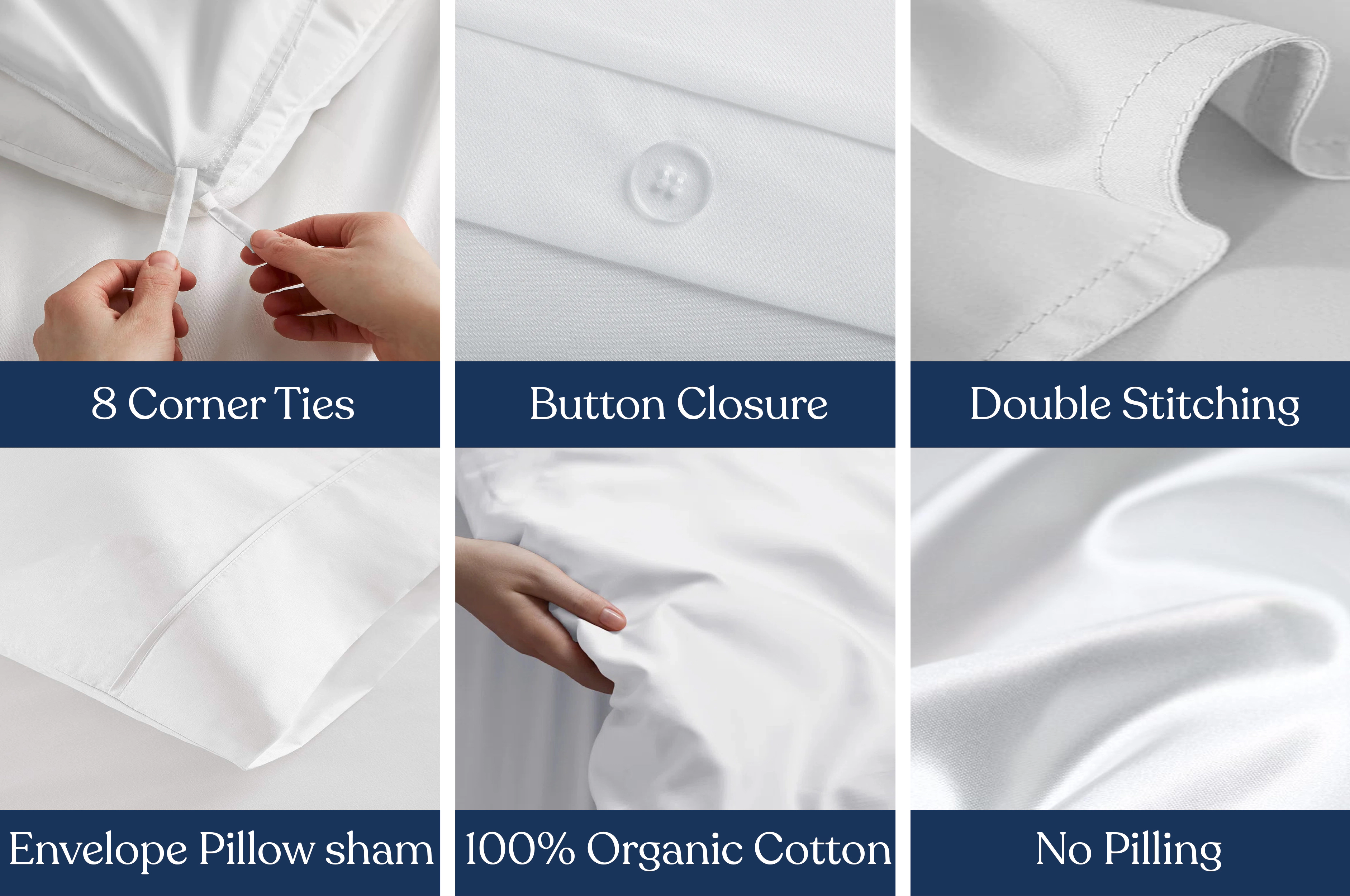 Delara GOTS Certified 100% Organic Cotton 400TC Ultra Soft Moisture-Wicking and Breathable Duvet Cover Set