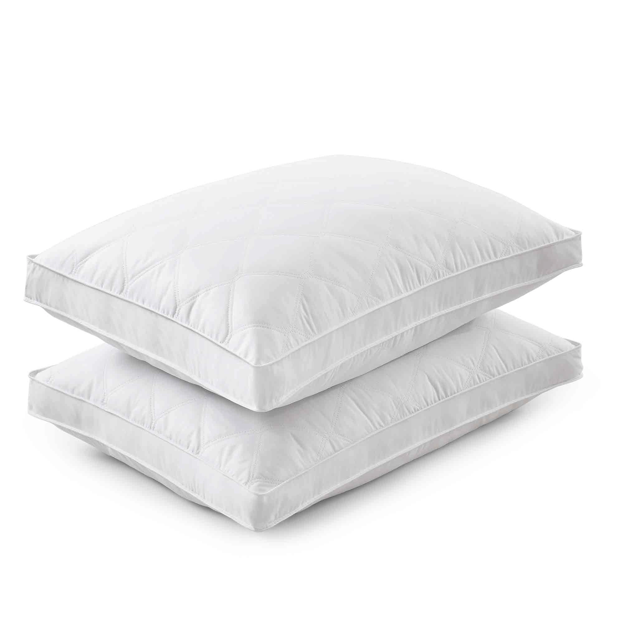 PeaceNest Gusseted Feather and Down Pillows with Cotton Shell,Medium-Firm Support,2-Pack