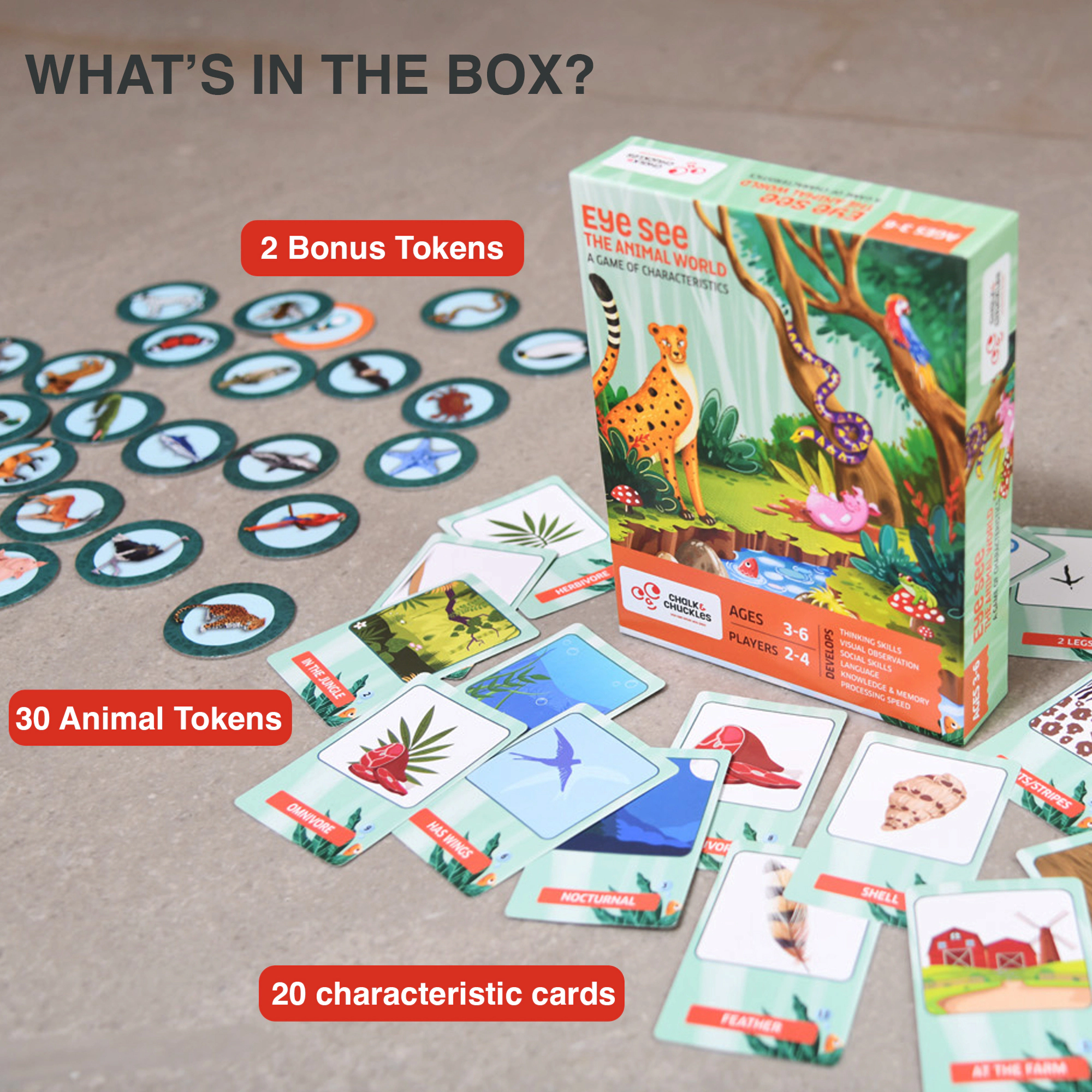 Chalk & Chuckles Eye See - Animals Card Game - 2-4 Players