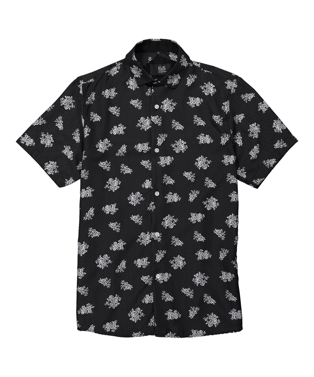 Elie Balleh Boys Slim Fit Floral Button-Down Short Sleeve Shirt