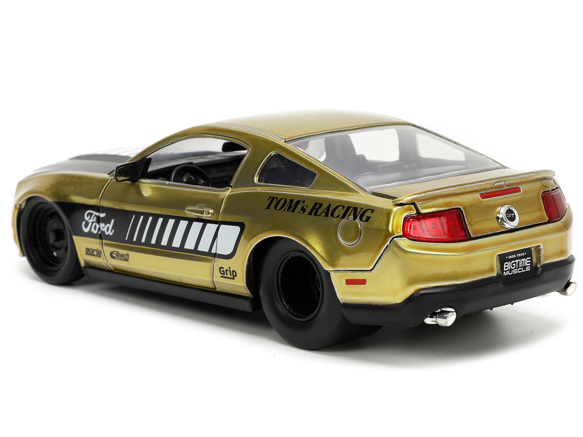 Jada 2010 Ford Mustang GT Gold Metallic with Black Graphics and Hood "Tom's Racing" "Bigtime Muscle" Series