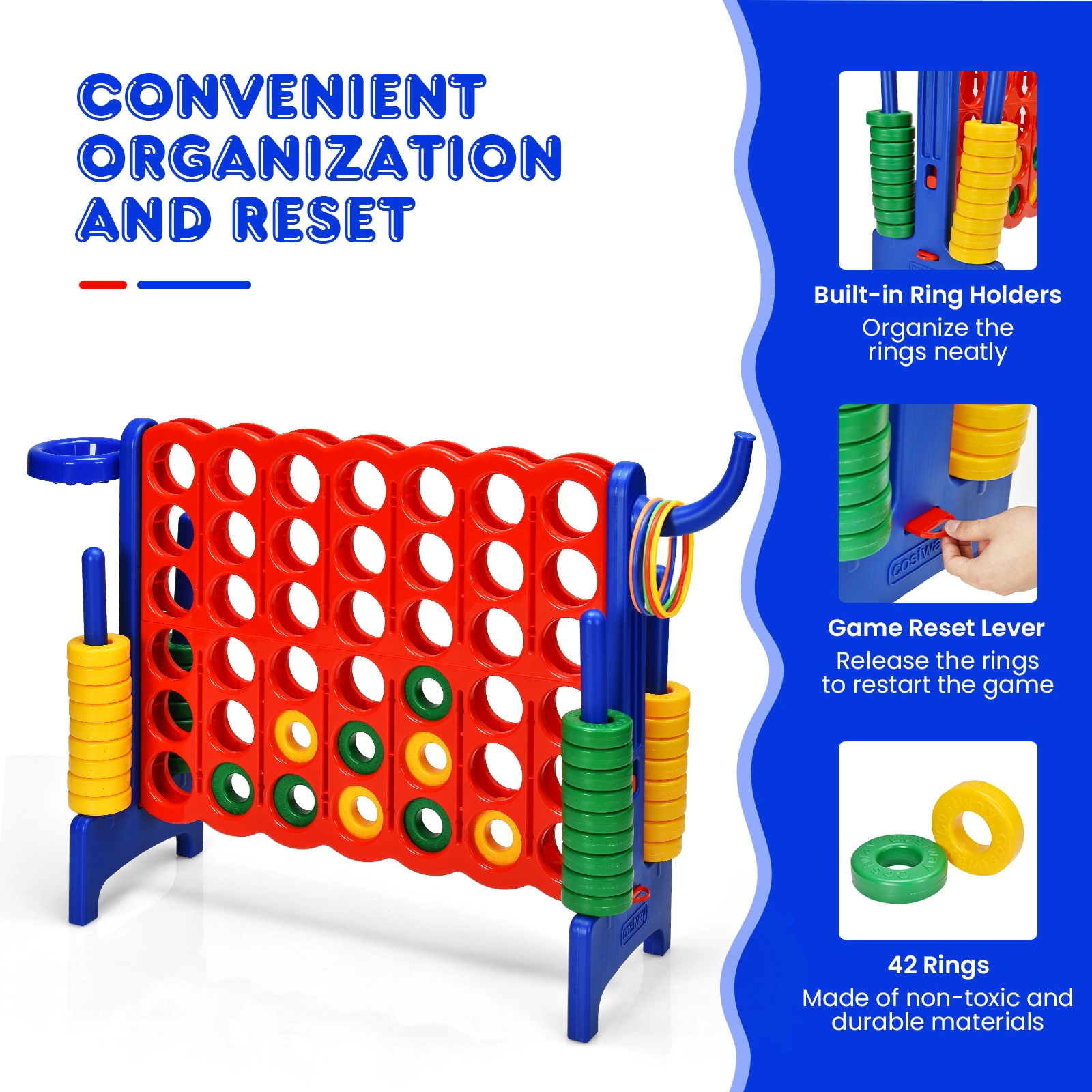 Hivvago 2.5Ft 4-to-Score Giant Game Set-Green
