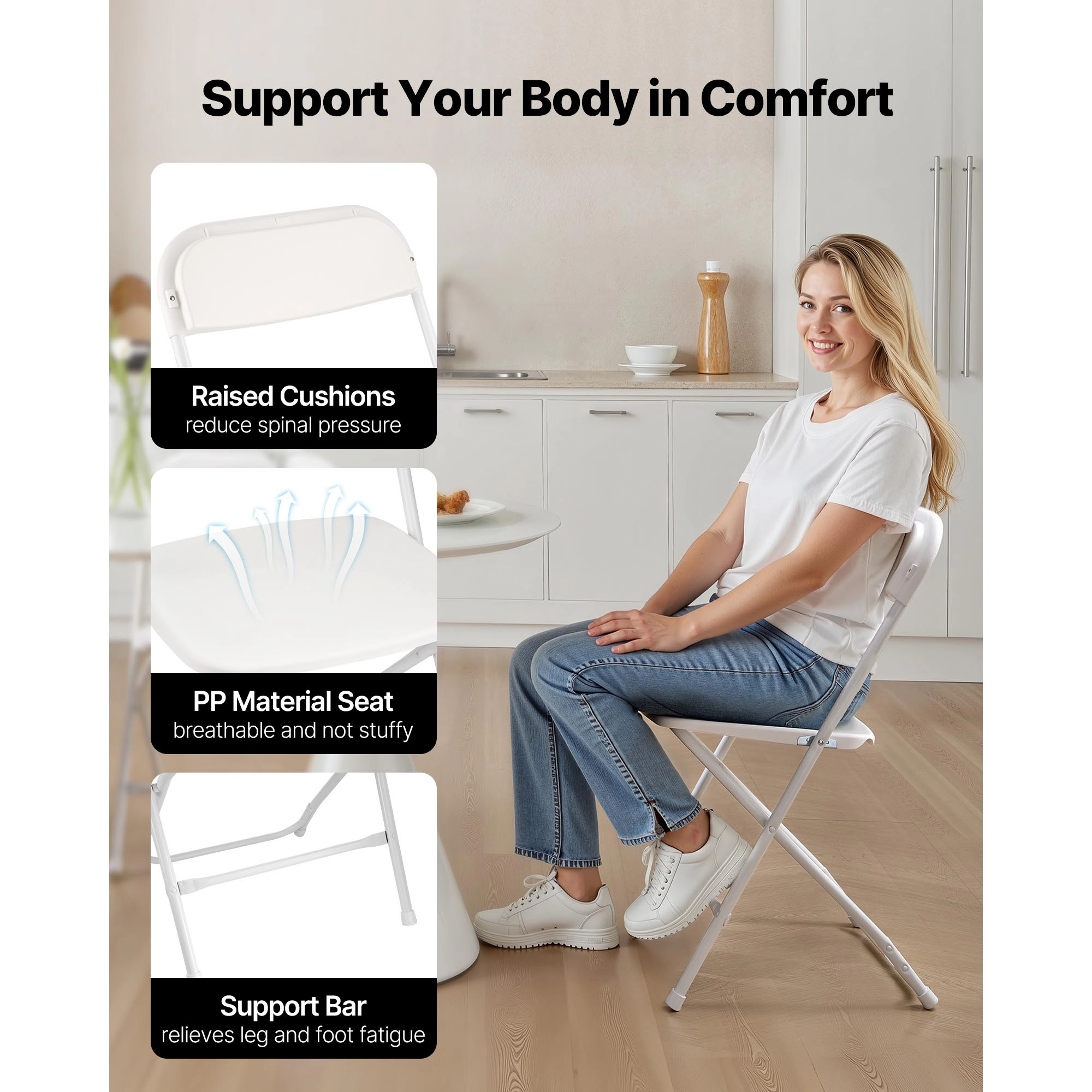 HONGGE Folding Chairs Foldable Chairs with Heavy Duty Metal Frame Portable Folding Card Table Chairs Stackable Seats
