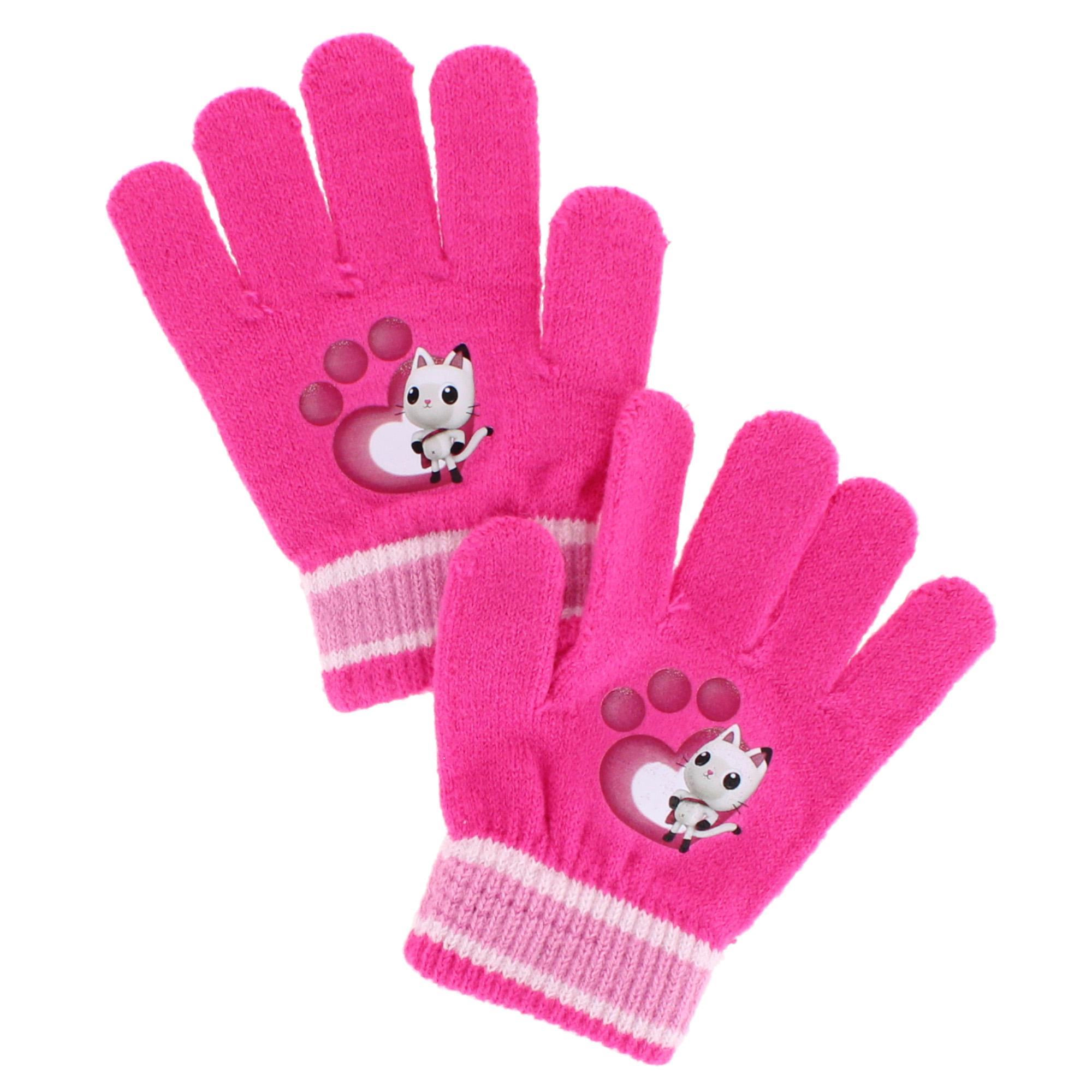 Textiel Trade Girl's Gabby's Dollhouse Striped Winter Beanie Hat and Gloves Set
