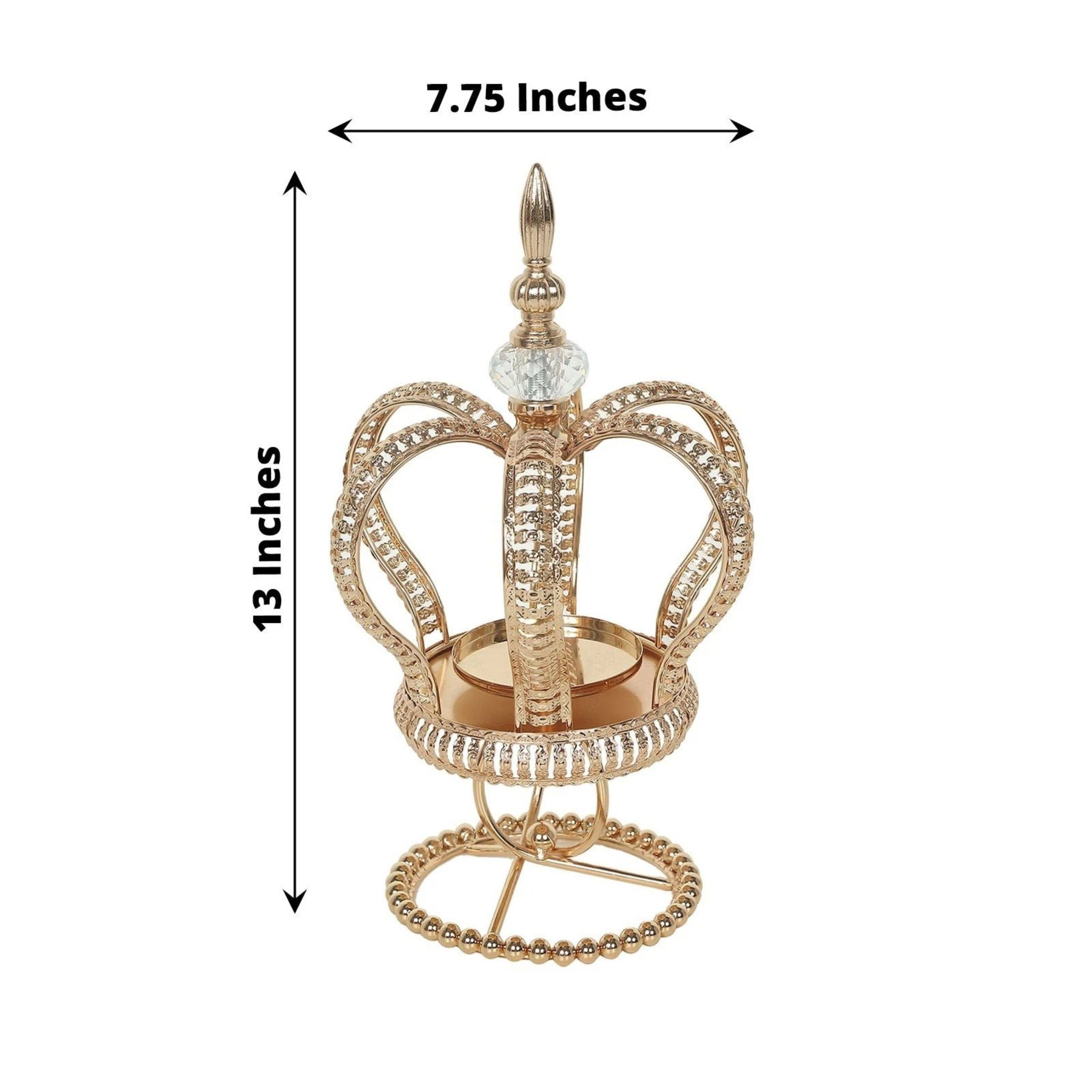 Home Collection Gold Metal Crown Spiral Pillar Candle Holder Stand