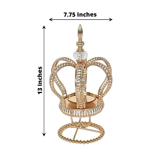 Home Collection Gold Metal Crown Spiral Pillar Candle Holder Stand