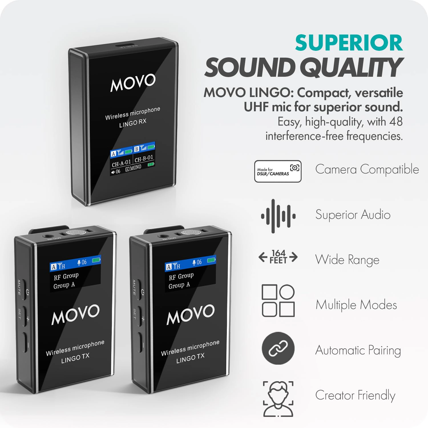 Movo Lingo-Duo Wireless Lavalier Mic System for DSLR Cameras and Smartphones