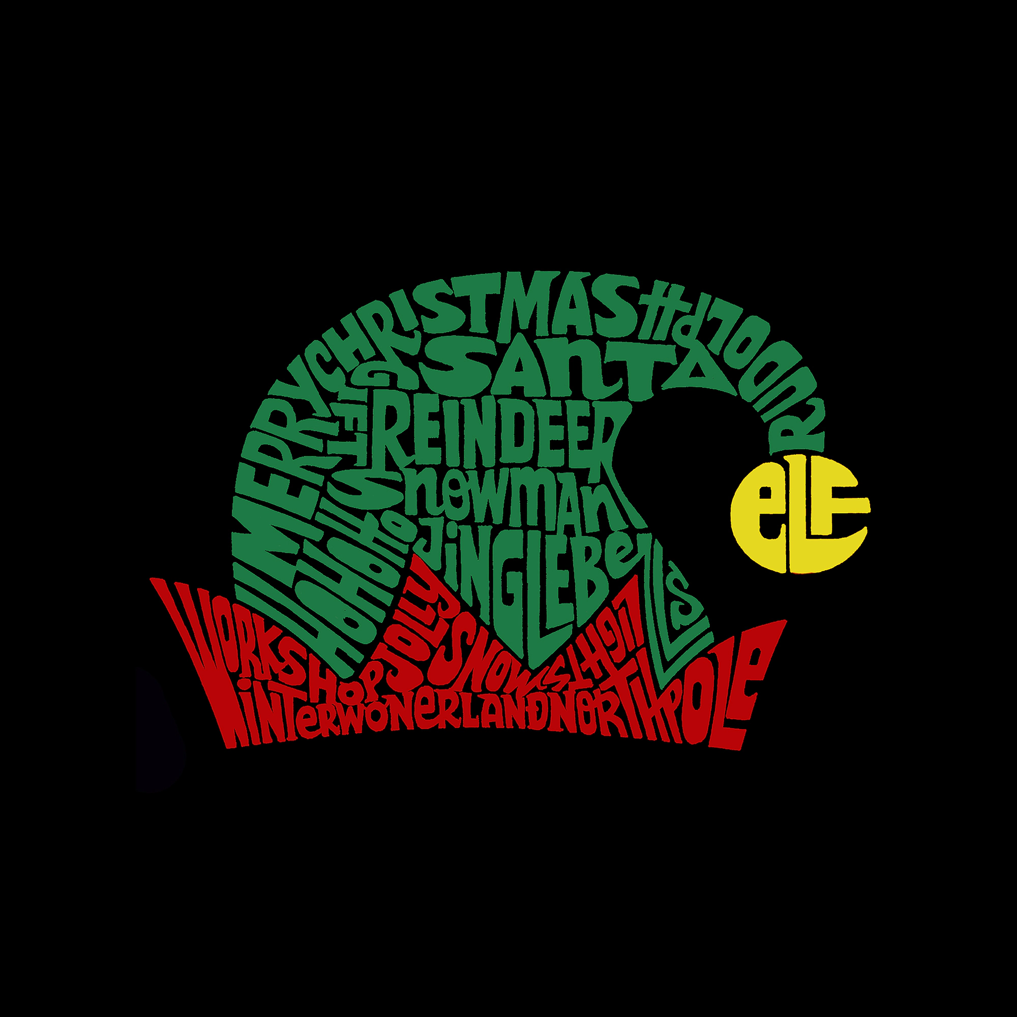 LOS ANGELES POP Art Men's Cotton/Poly Word T-Shirt - Christmas Elf Hat