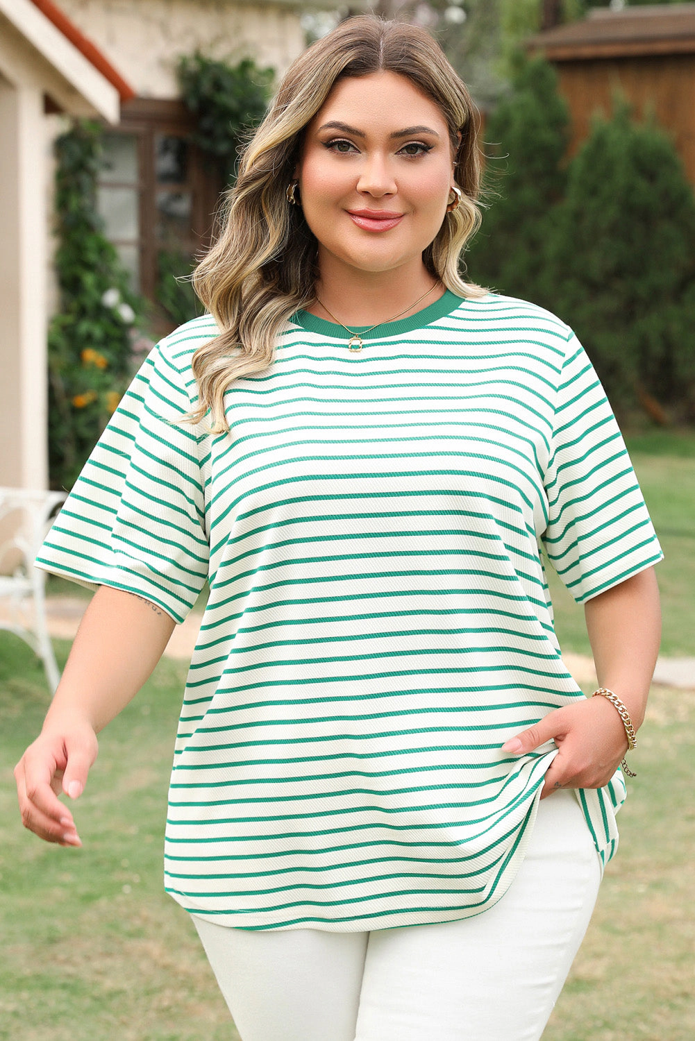 Threaded Pear Women's Collins Plus Stripe Top