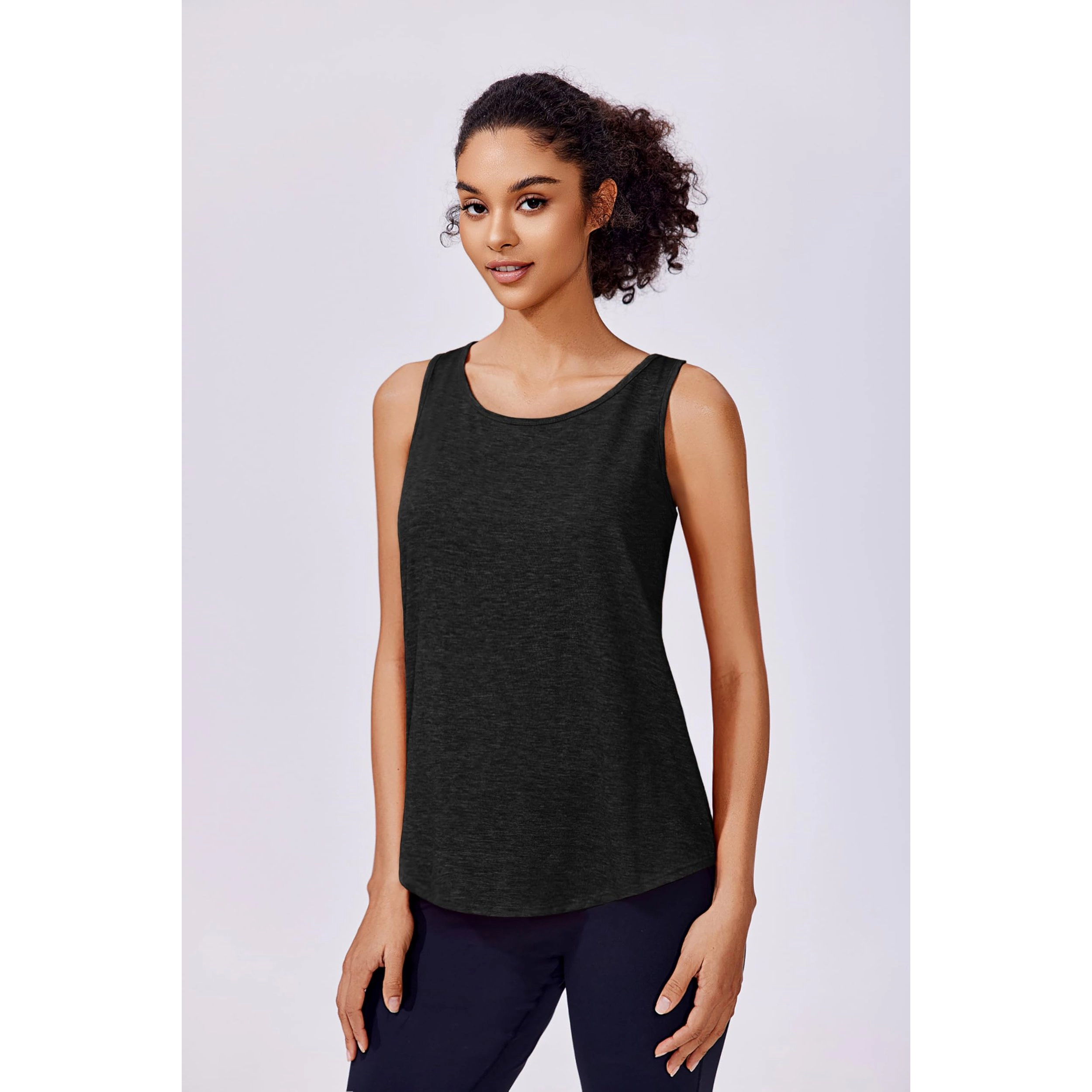 Pinspark Women's Sleeveless Pleated Back Tank Top Casual Loose Tunic