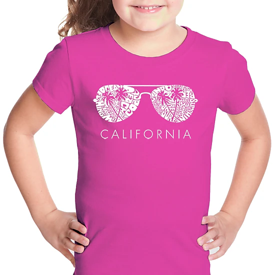 LA Pop Art Girls Word Art T-Shirt - California Shades
