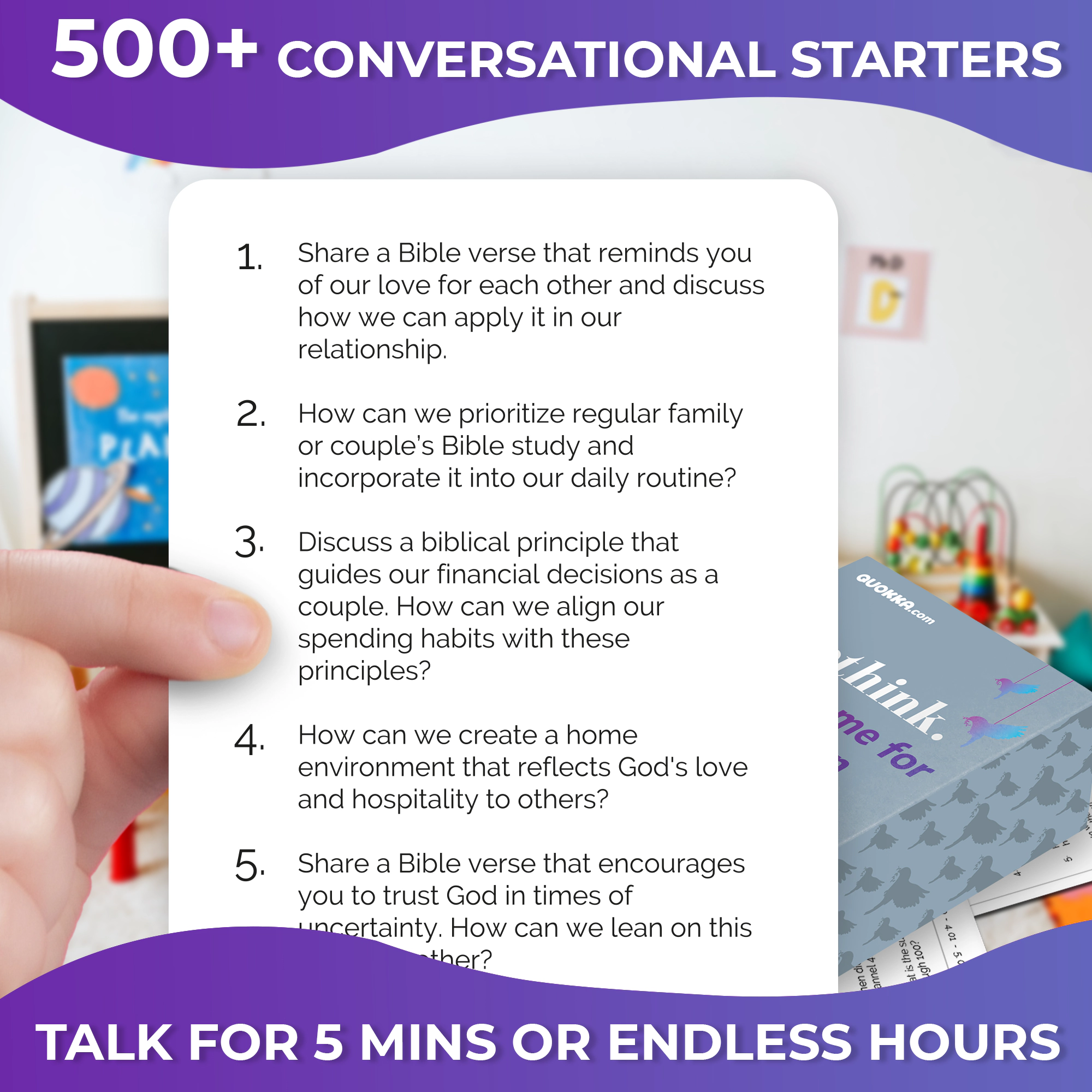 QUOKKA Christian Couples Conversation Card Game – 500 Faith-Based Questions for Couples