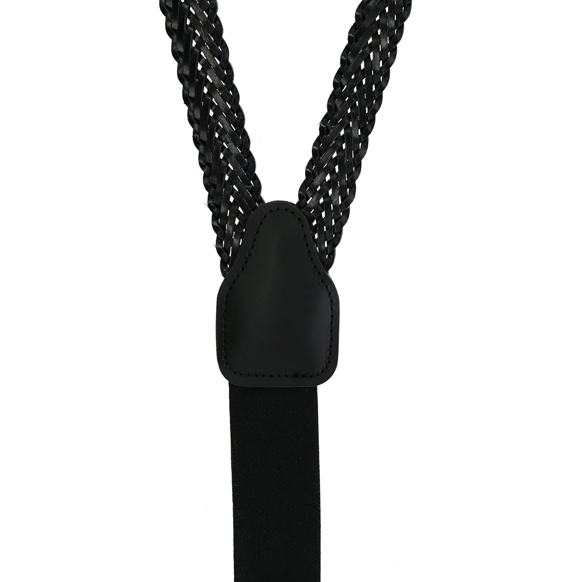 CTM Coated Leather Button-End 3/4 Inch Braided Suspenders