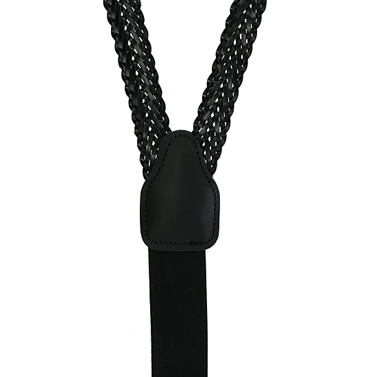 CTM® Coated Leather Button-End 3/4 Inch Braided Suspenders
