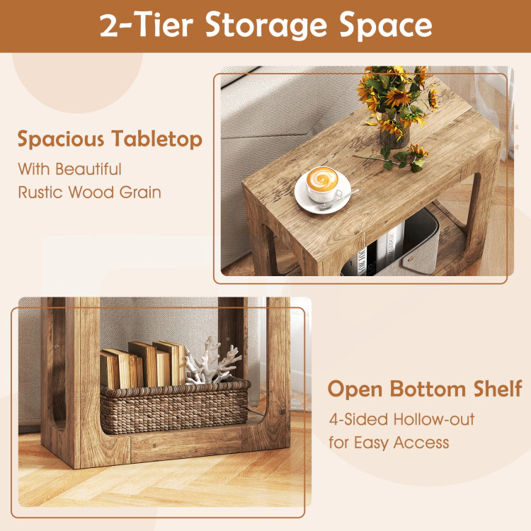 Hivvago 2-Tier End Table With Storage Shelf For Living Room