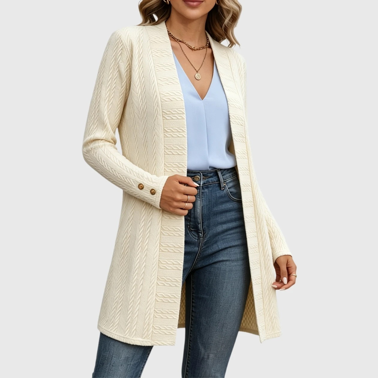 YesFashion Women's Cardigan Casual Dressy Open Front Long Sleeve Knit Sweaters