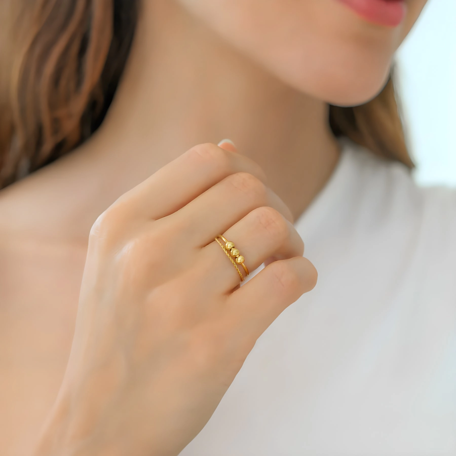 Mint & Lily Women's Stackable Beaded Fidget Ring Set