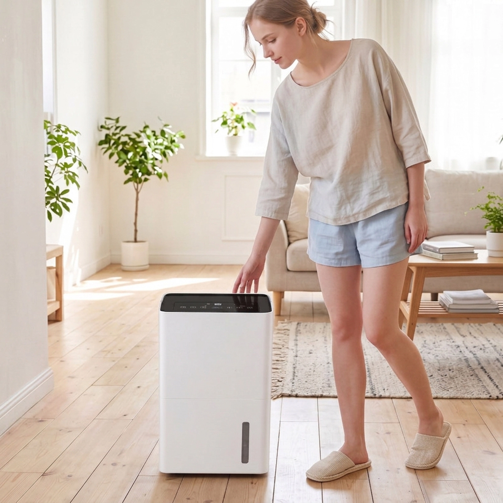 SUGIFT 80-Pint 4000-sq ft Coverage White Compressor Dehumidifier with Drain Hose and Child Lock