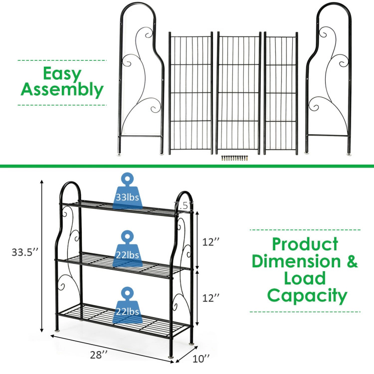 Hivvago Scrollwork Designed Three-Tier Plant Stand