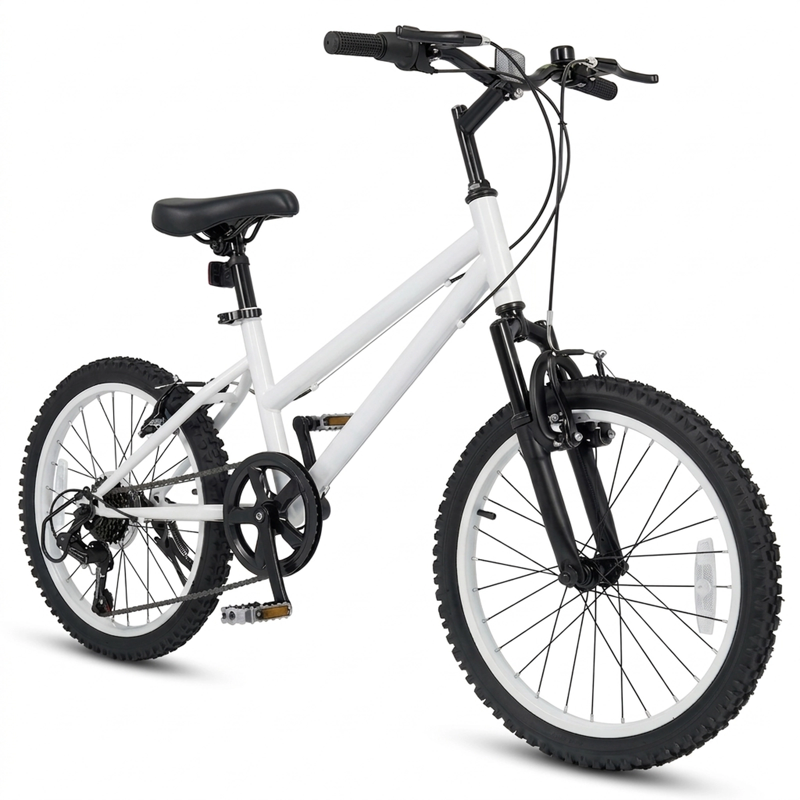 SUGIFT 7-Speed 20-Inch Kids Mountain Bike 220-lb Capacity Adjustable Seat and Handlebar White Black Blue
