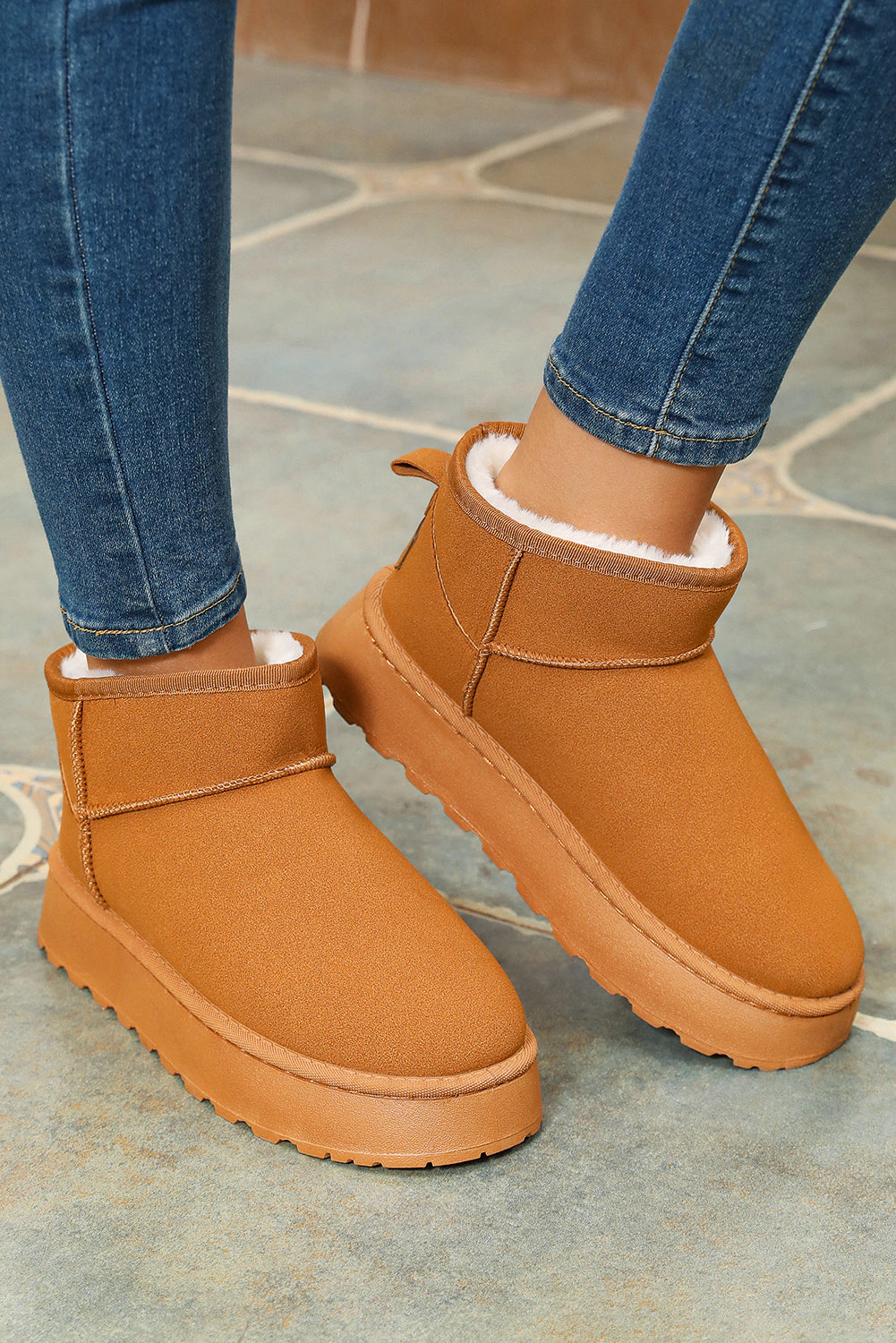 Threaded Pear Women's Anna Fur Lined Suede Ankle Snow Boots