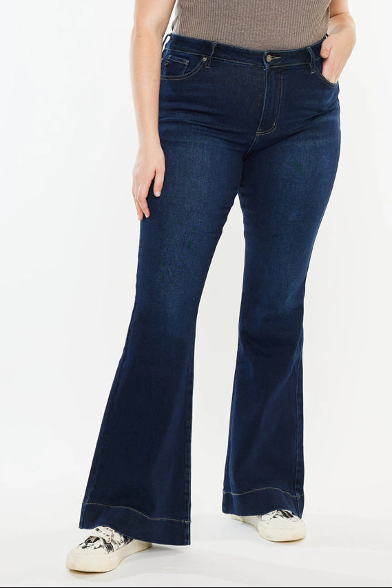Kancan Women's Plus High Rise Flare Jeans Nancy