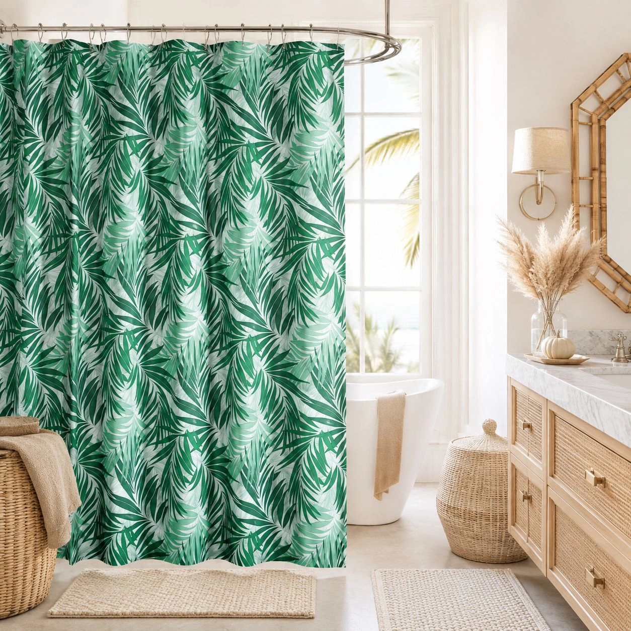 Kate Aurora Giselle Square Textured Spa Retreat Fabric Shower Curtain - Standard