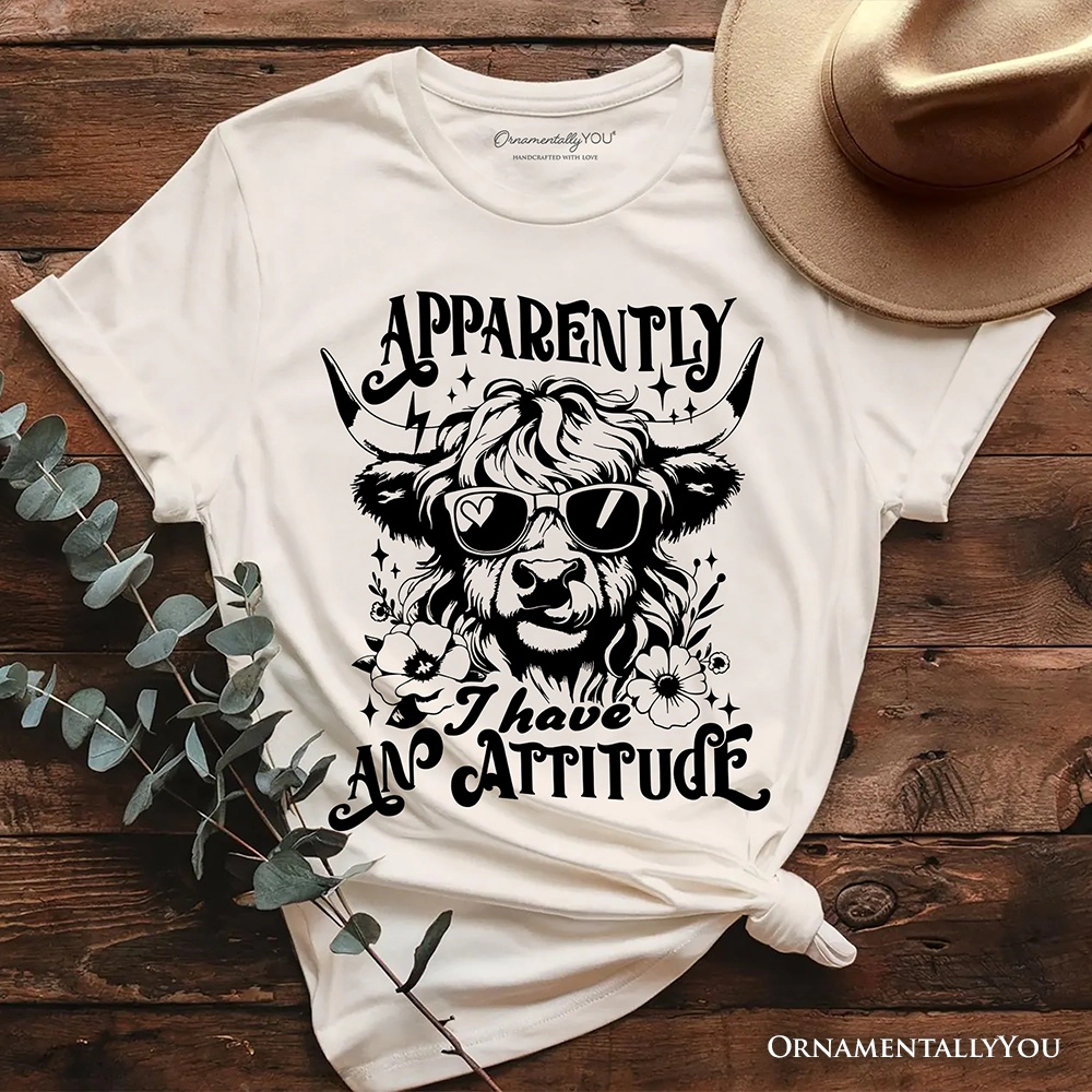 OrnamentallyYou Unisex Apparently I Have An Attitude Highland Cow Valentine T-Shirt