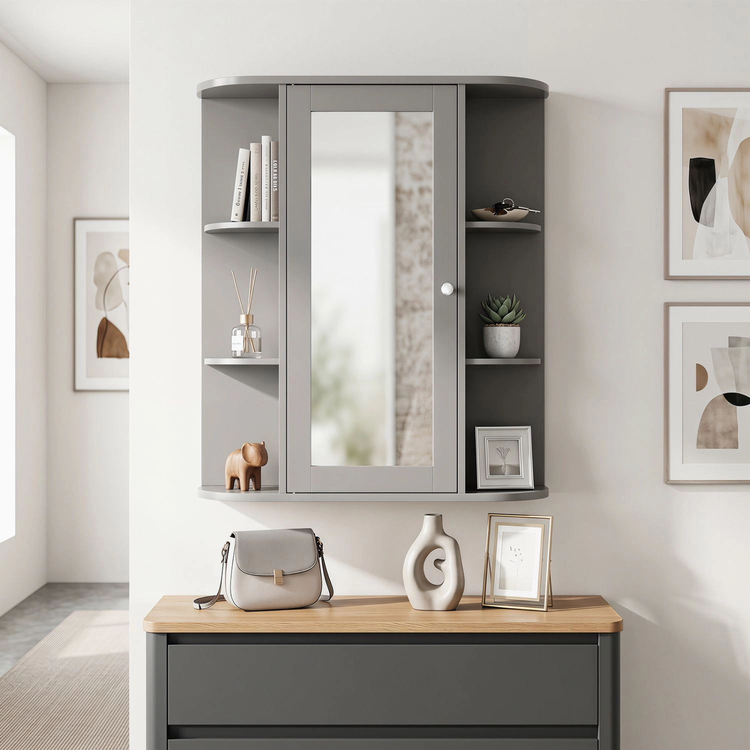 SlickBlue Bathroom Wall Cabinet with Mirror and Adjustable Shelves