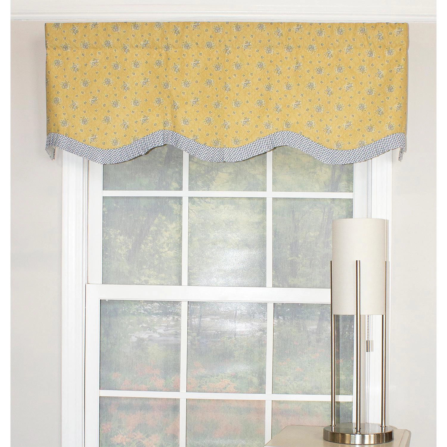 RLF Home Freida Ruffled Provance 100% Cotton with Fully Lined 3" Rod Pocket Valnance for Windows 50" x 15" Cornflower
