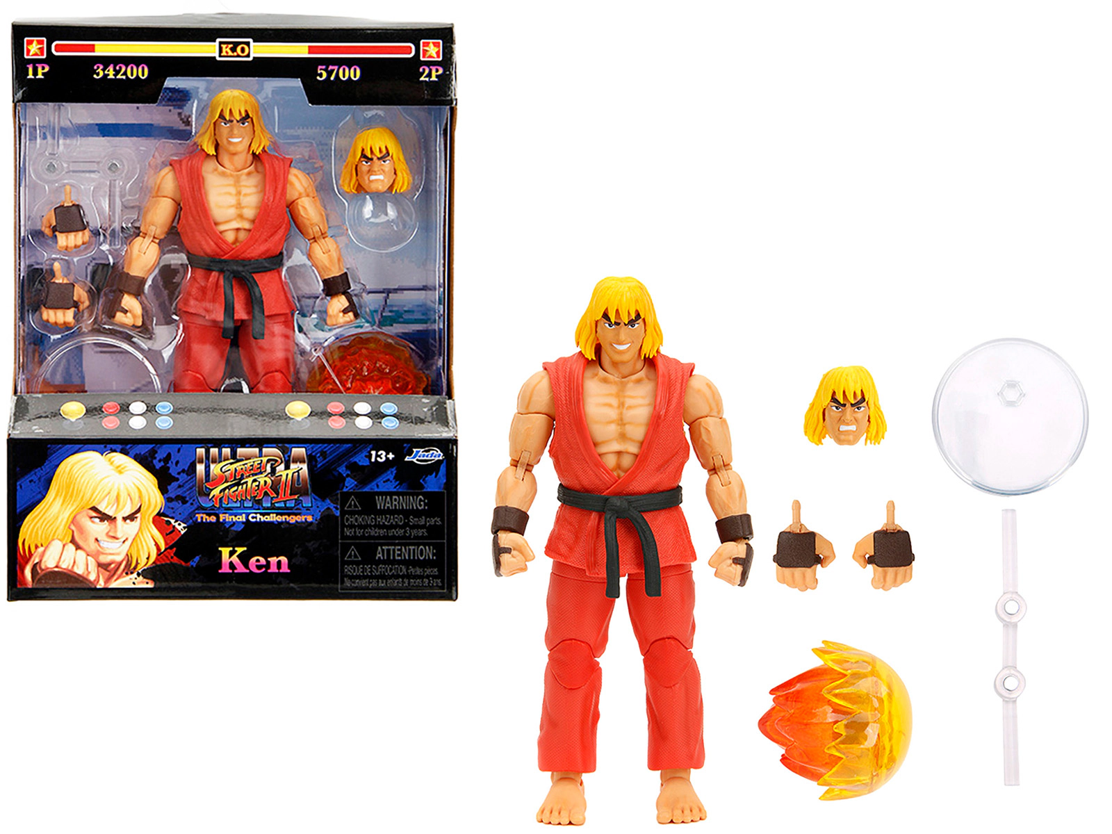 Jada Collectible Ken 6" Moveable Figure With Accessories And Alternate Head Hands "Ultra Street Fighter Ii: The Final