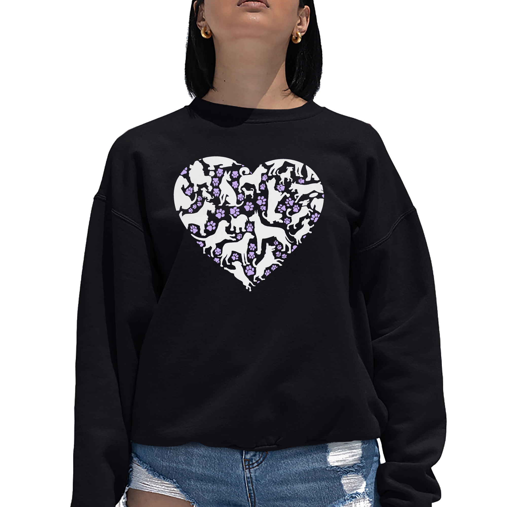 LA Pop Art Dog Heart - Women's Word Crewneck Sweatshirt