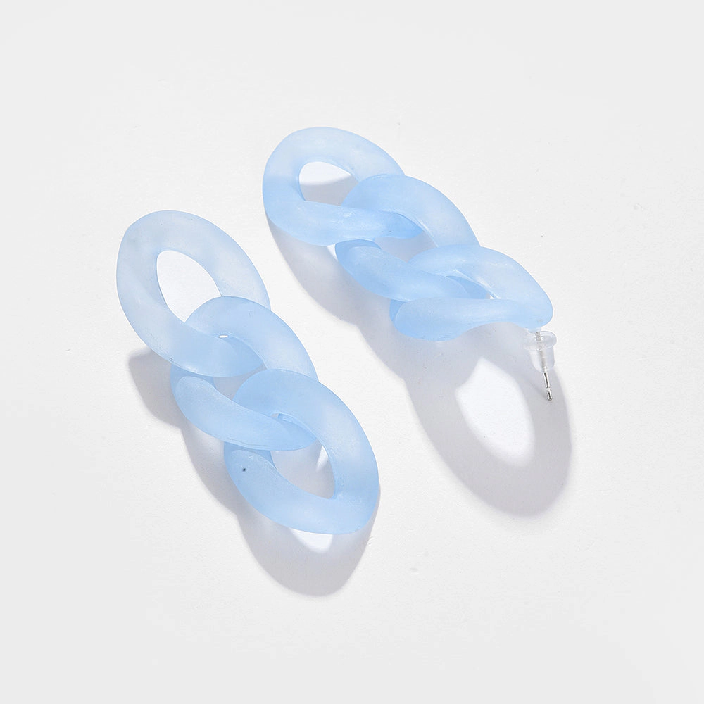 SOHI Women's Blue Chainlink Drop Earrings