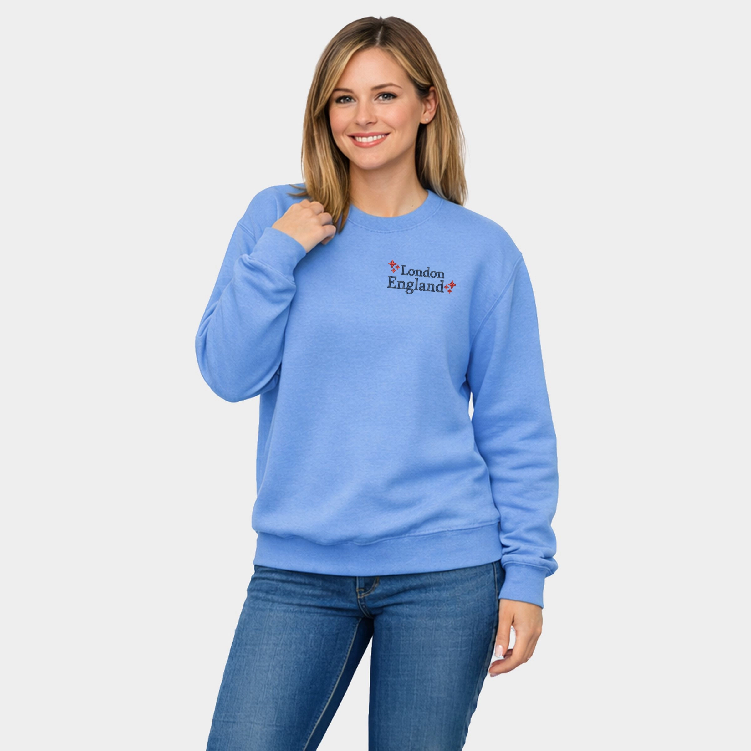 Simply Sage Market - Embroidered London England Stars  Women's Graphic Sweatshirt