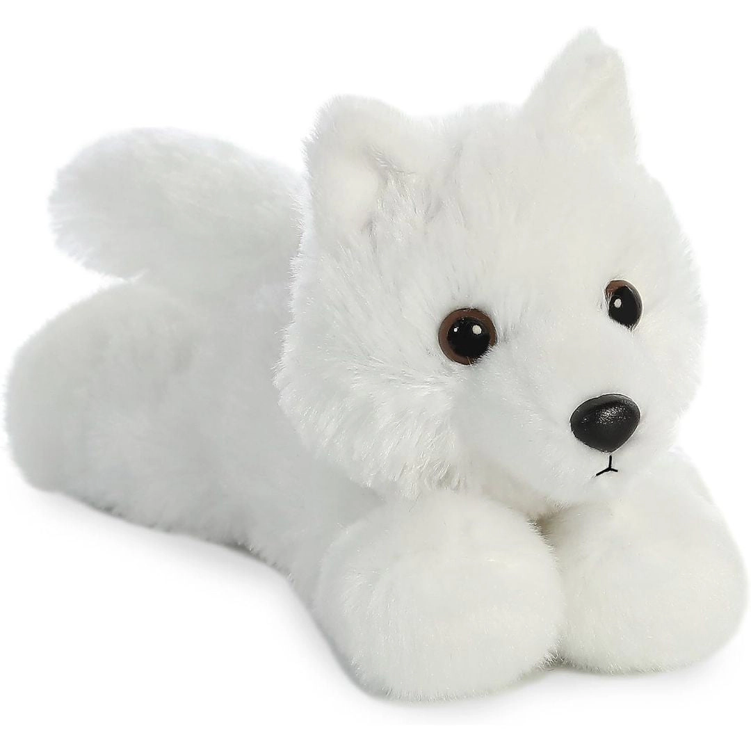 Aurora Mini Flopsie White Wolf 8-Inch Stuffed Animal Plush