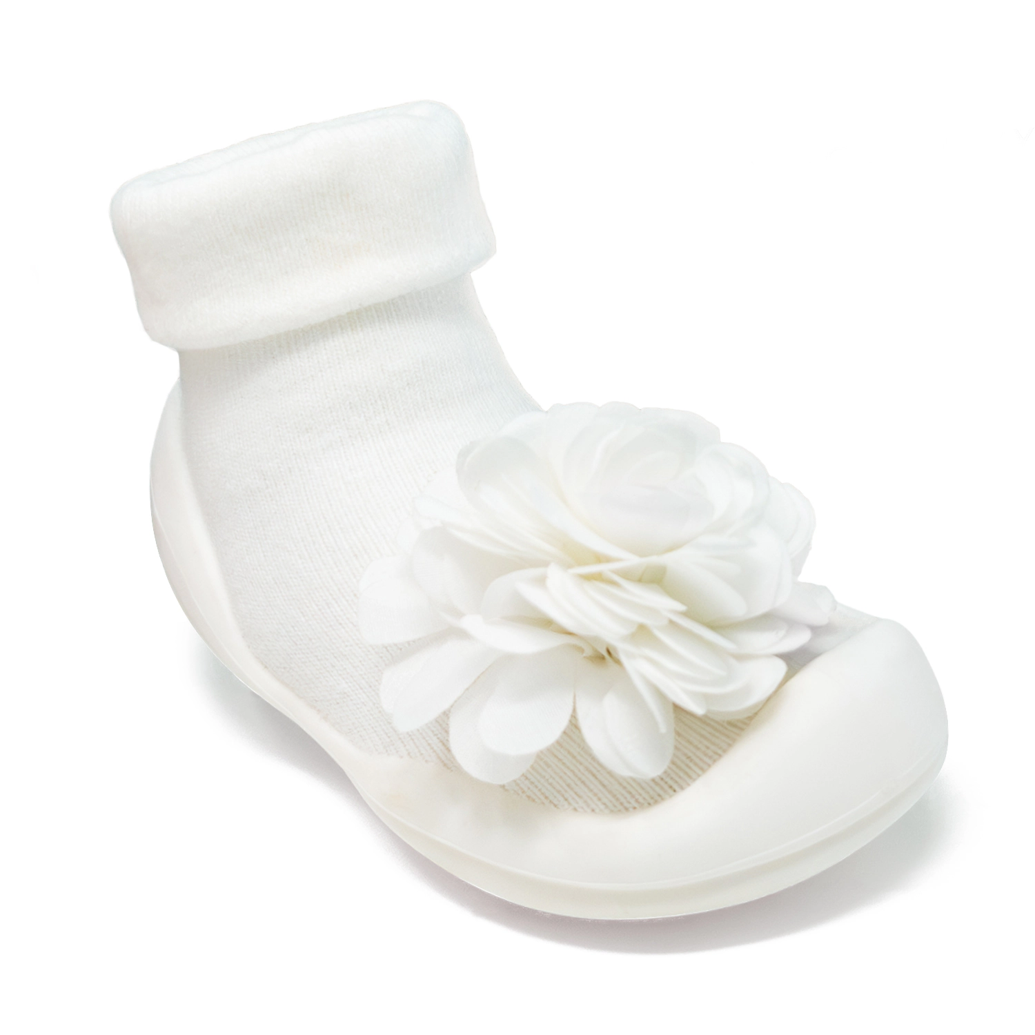 Komuello Baby Girl First Walk Sock Shoes Corsage - Snow