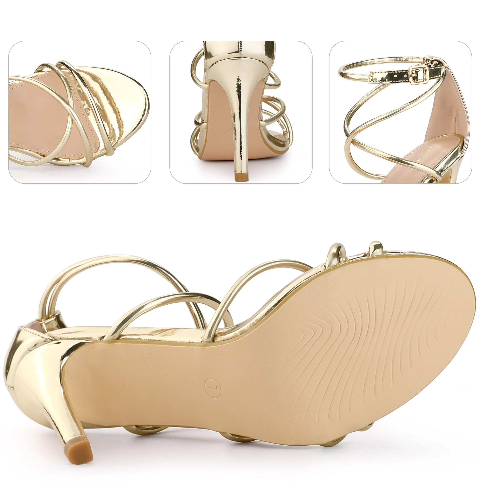 BLISSFUL STEP Women's Party Crisscross Strappy Open Toe Stiletto Heel Sandals