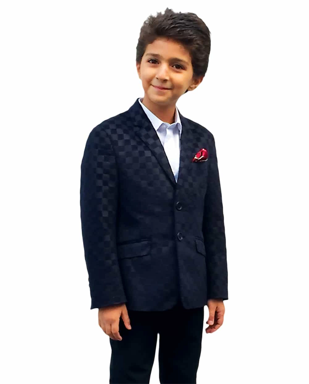 Elie Balleh Boys Slim Fit Gingham Blazer