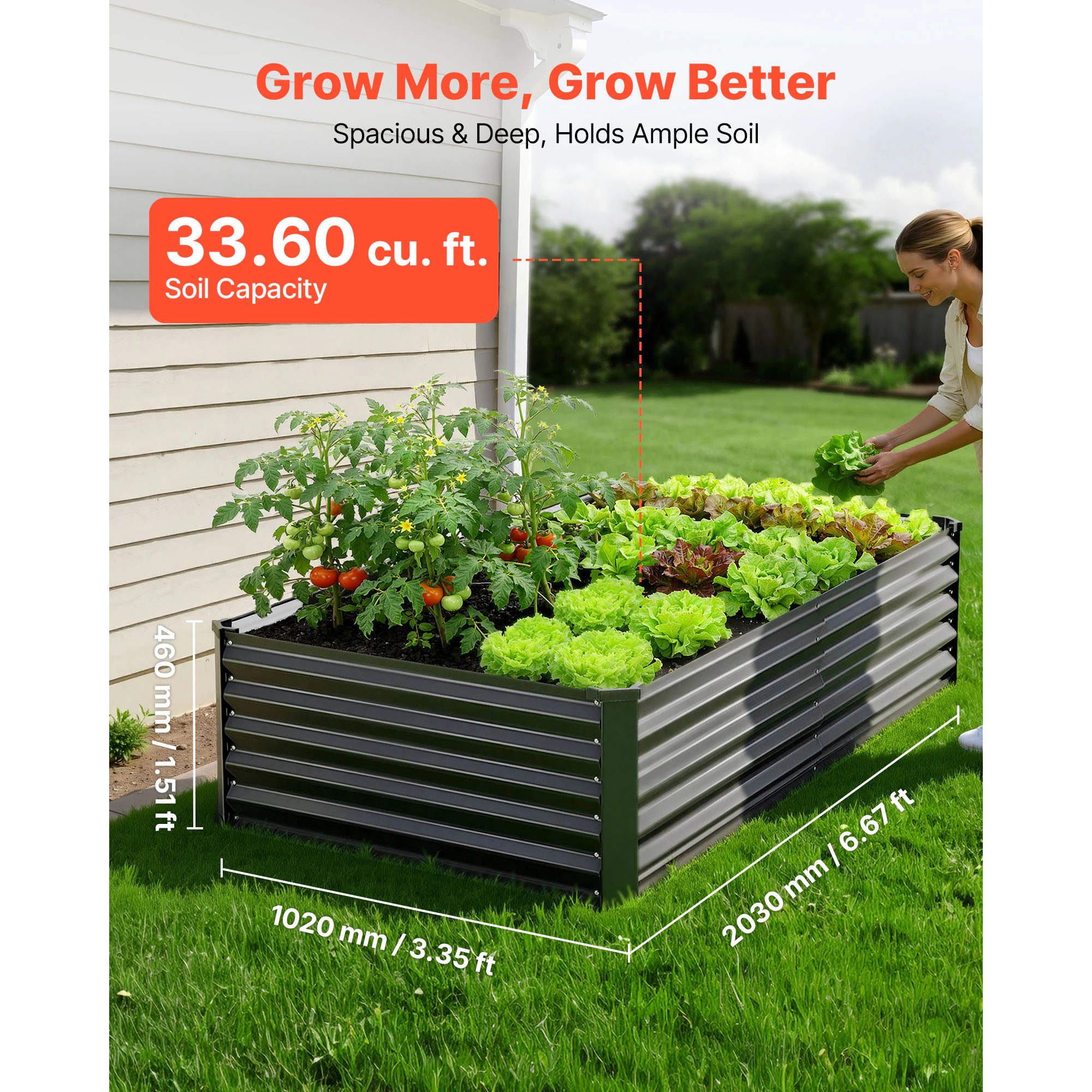 HONGGE 2 Pack Galvanized Raised Garden Beds Rectangular Metal Planter Boxes Kit Outdoor Bottomless Elevated Planting