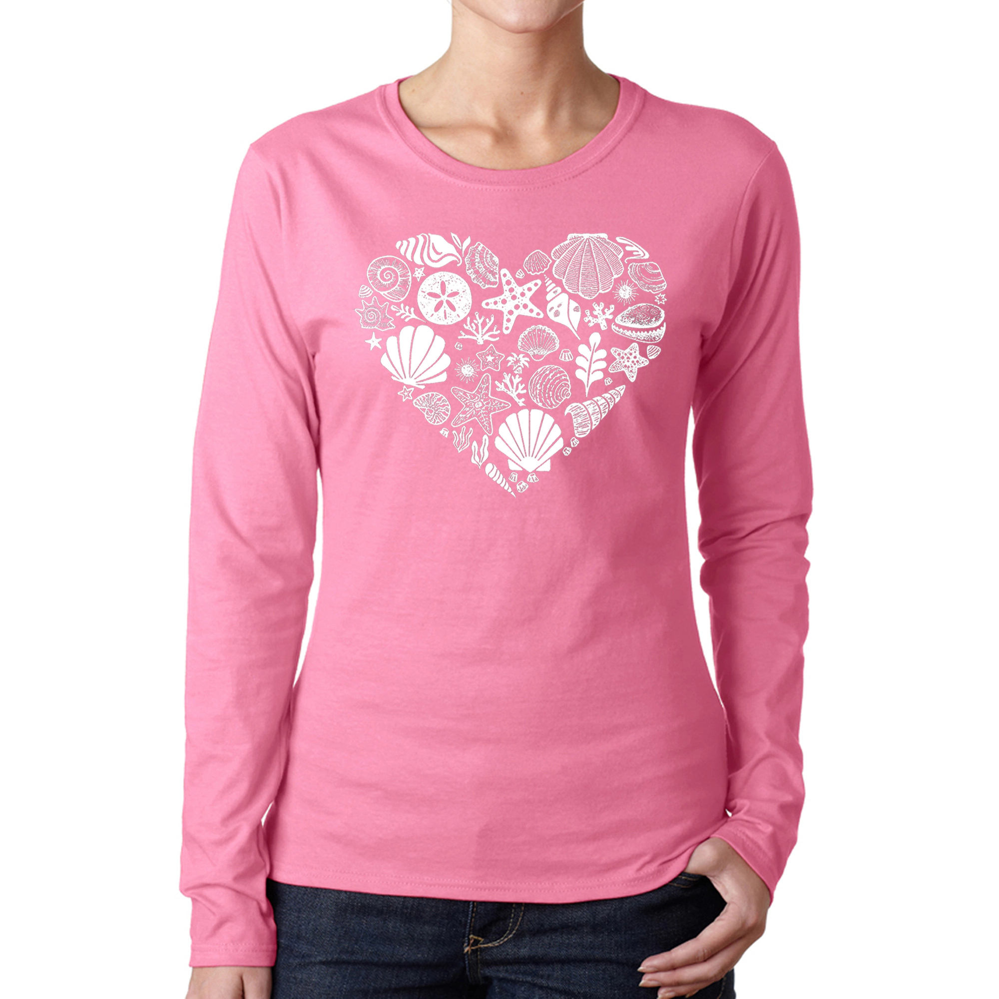 LA Pop Art Women's Word Art Long Sleeve T-Shirt - Sea Shells