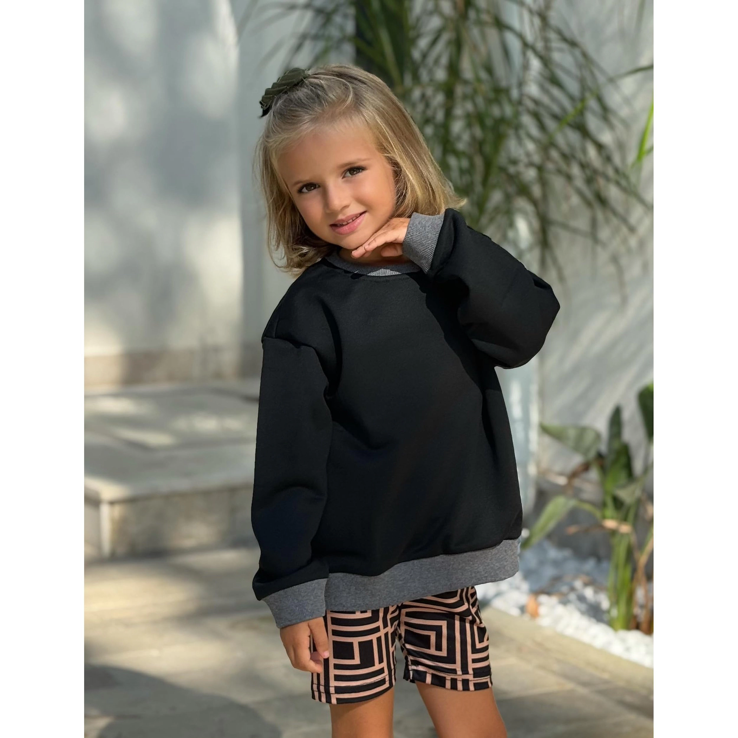 Arshiner Girl's Drop Shoulder Color Block Crewneck Long Sleeve Sweatshirt