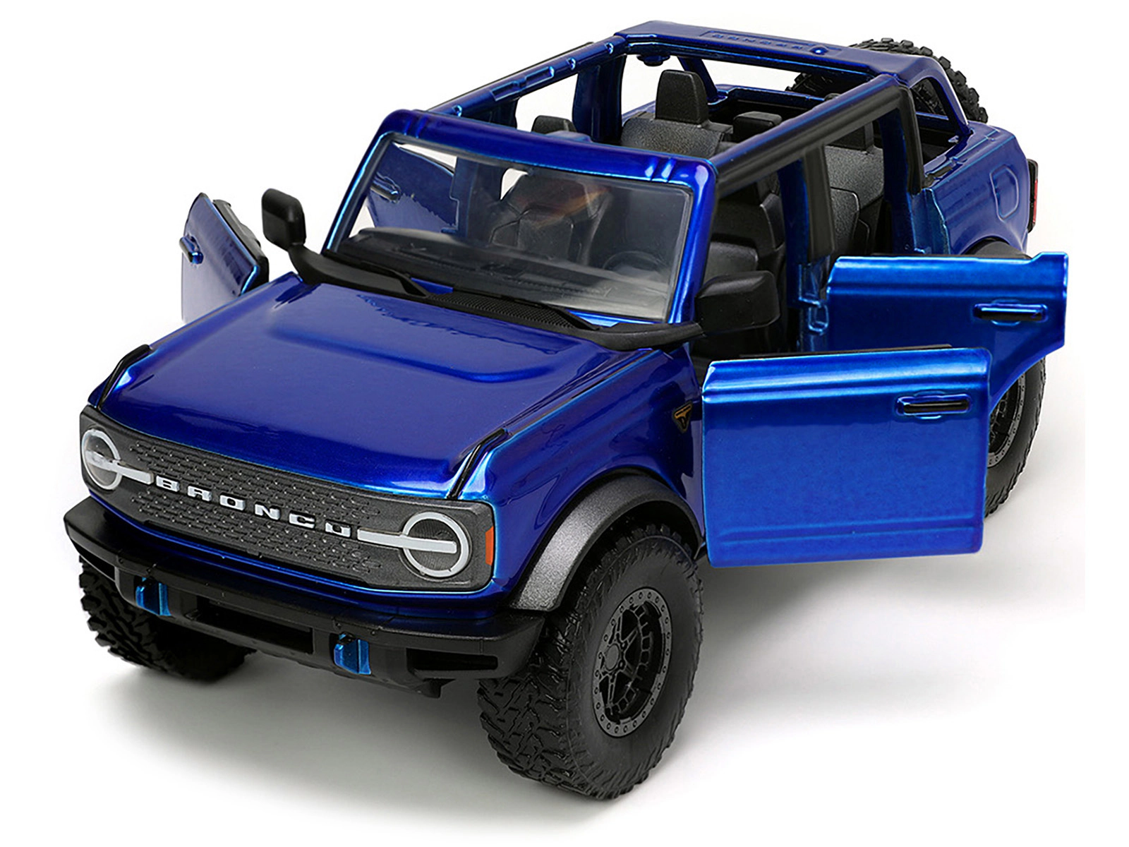 Jada 2021 Ford Bronco Open-Top Candy Blue Metallic with Extra Wheels "Just Trucks" Series 1/24 Diecast Model Car by Jada
