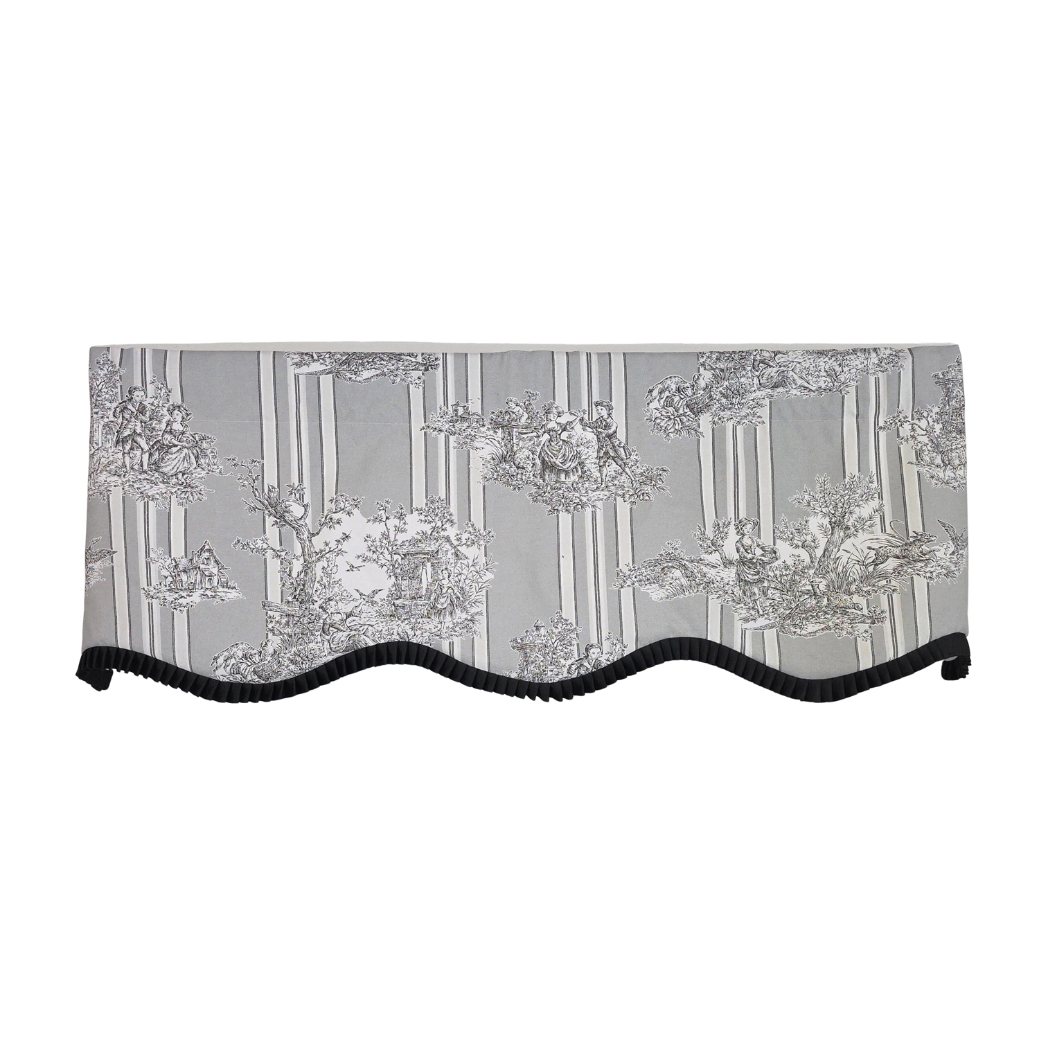 RLF Home French Country Ruffled Provance Window Valance 100% Cotton Lined Rod Pocket 50" x 17" Grey