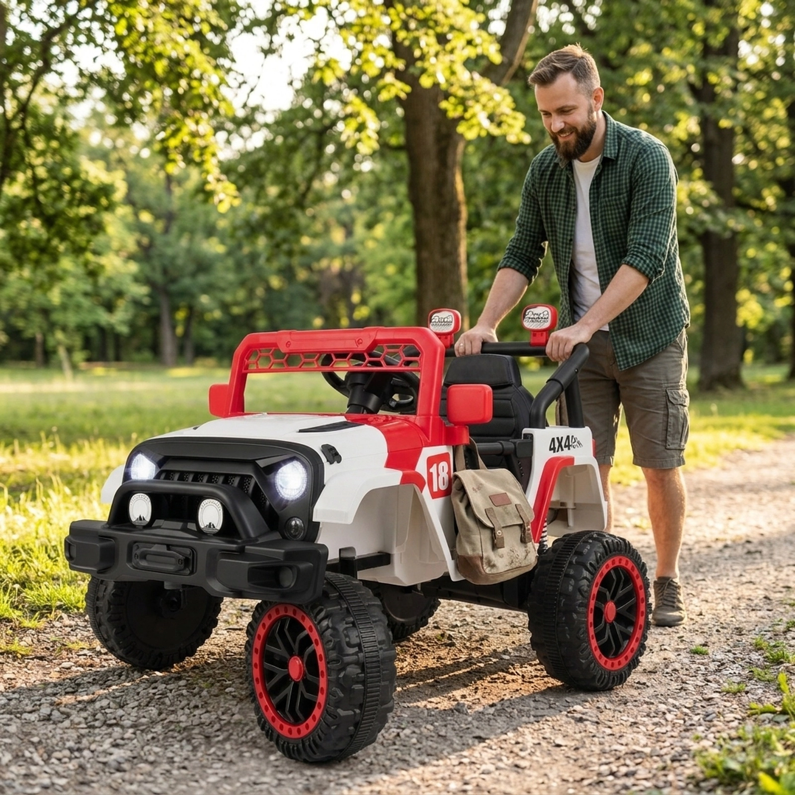 12V Kids Ride On Truck Parent Remote 3 Speeds 4-Wheel Suspension Lockable Doors Ages 3-5 Red Electric Car