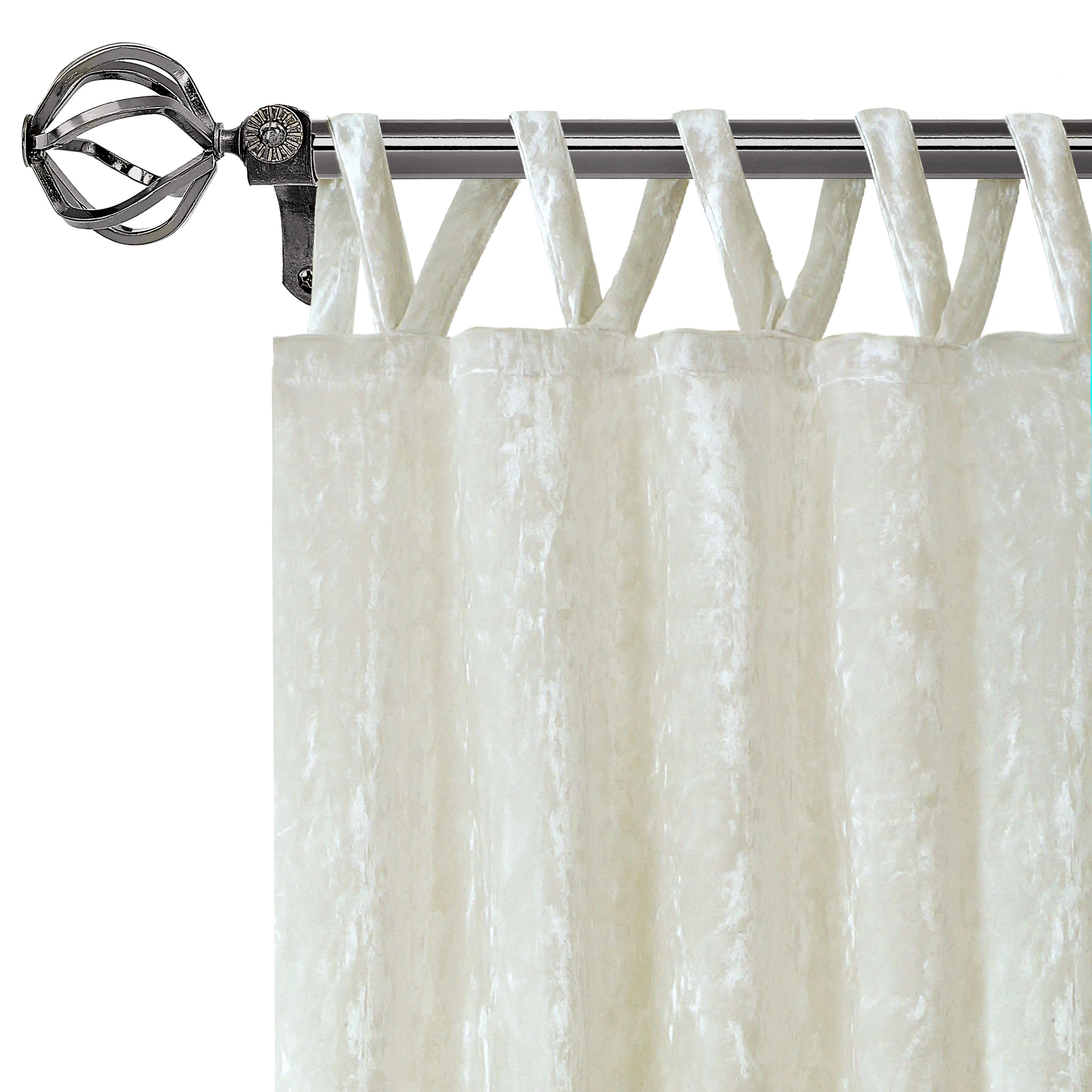 Kate Aurora Park Avenue 2 Piece Criss-Cross Tab Top Velvet Window Curtain Panels