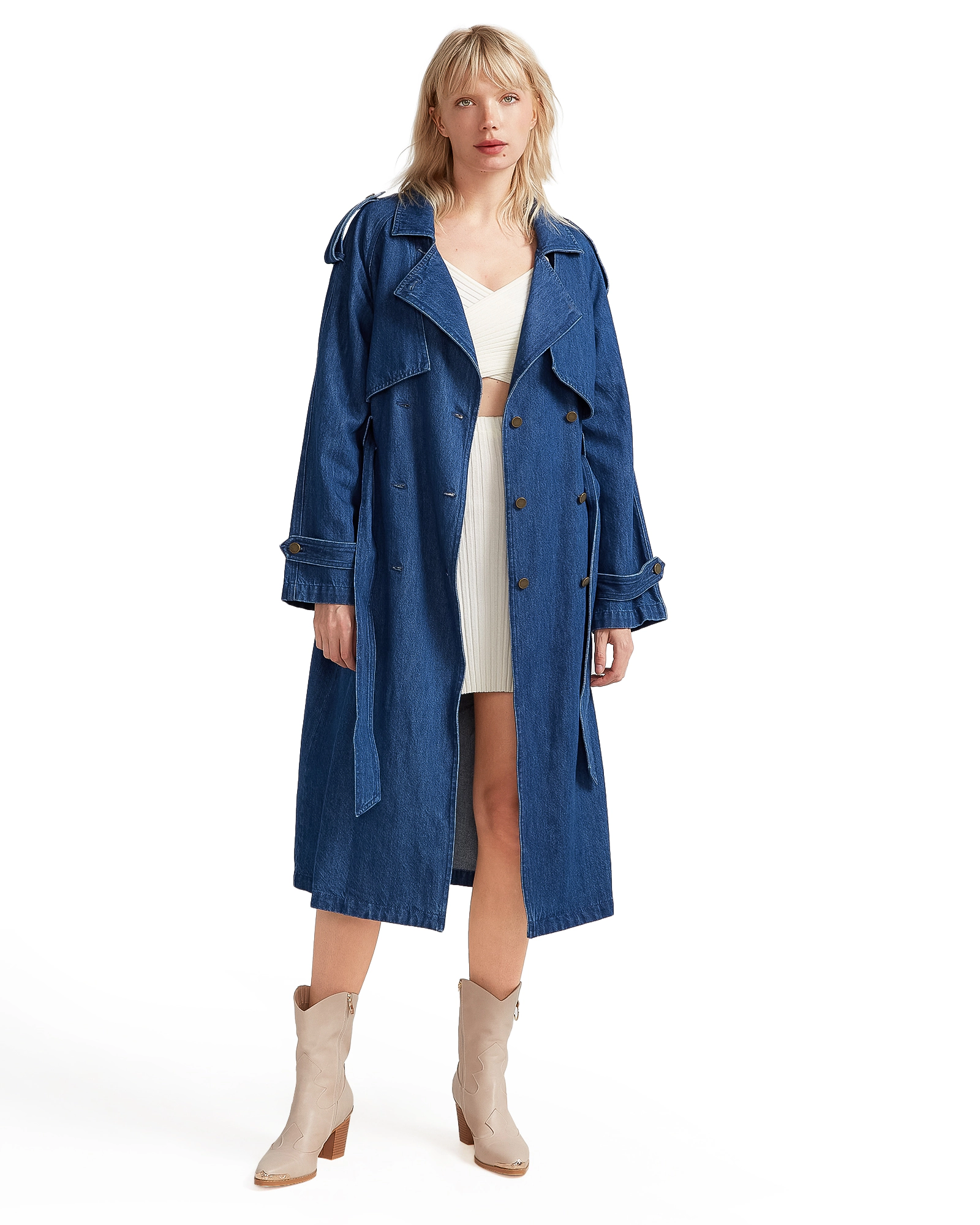 Belle & Bloom Womens Wild Skies Denim Trench