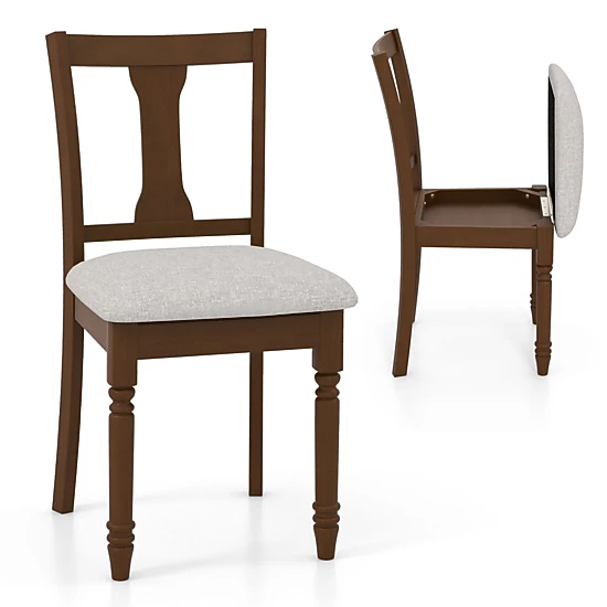 SlickBlue Upholstered Flip-Up Storage Dining Chair with Wood Legs