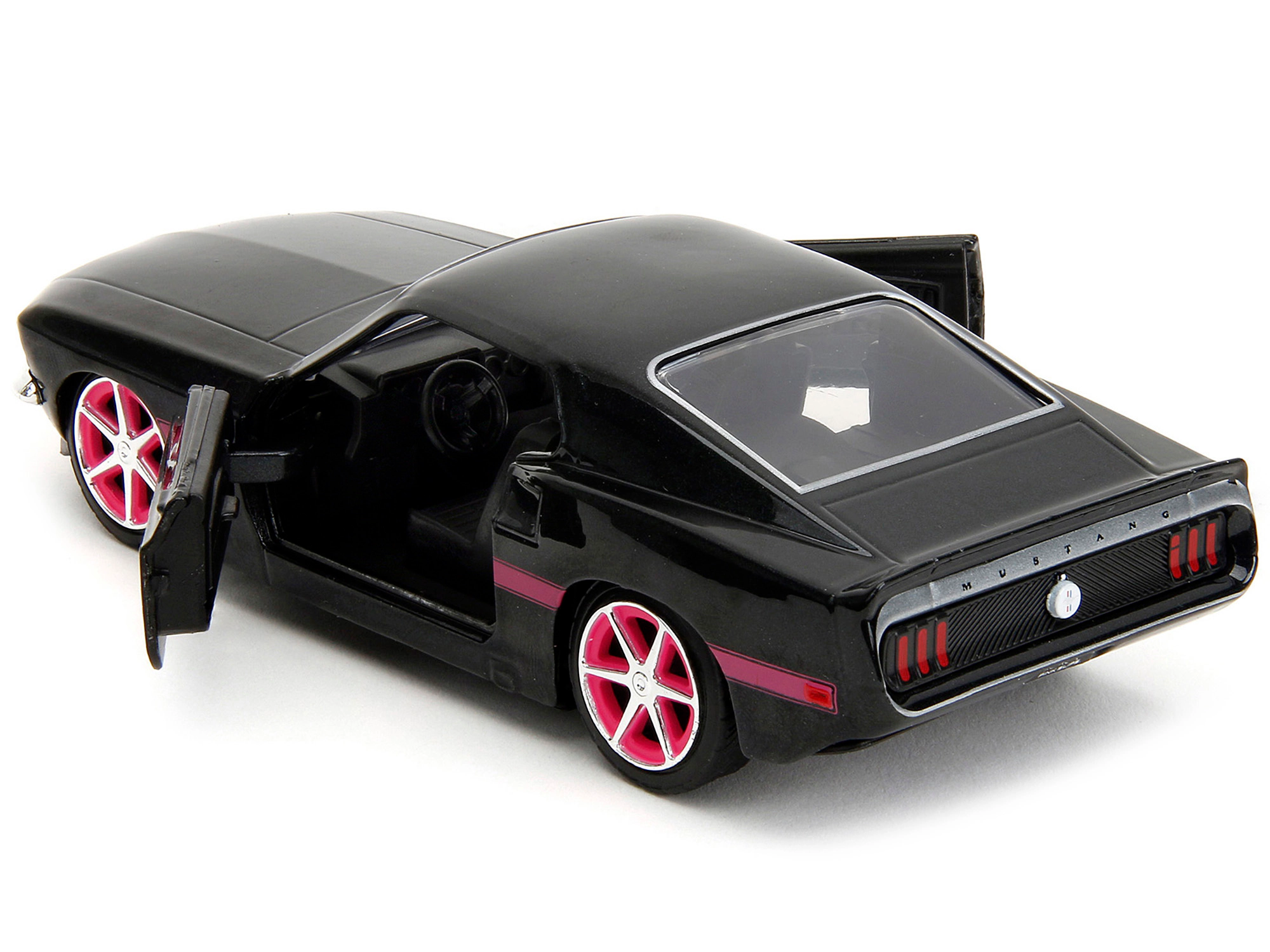 Jada 1969 Ford Mustang Black Metallic with Pink Stripes and Wheels "Pink Slips" Series 1/32 Diecast Model Car by Jada