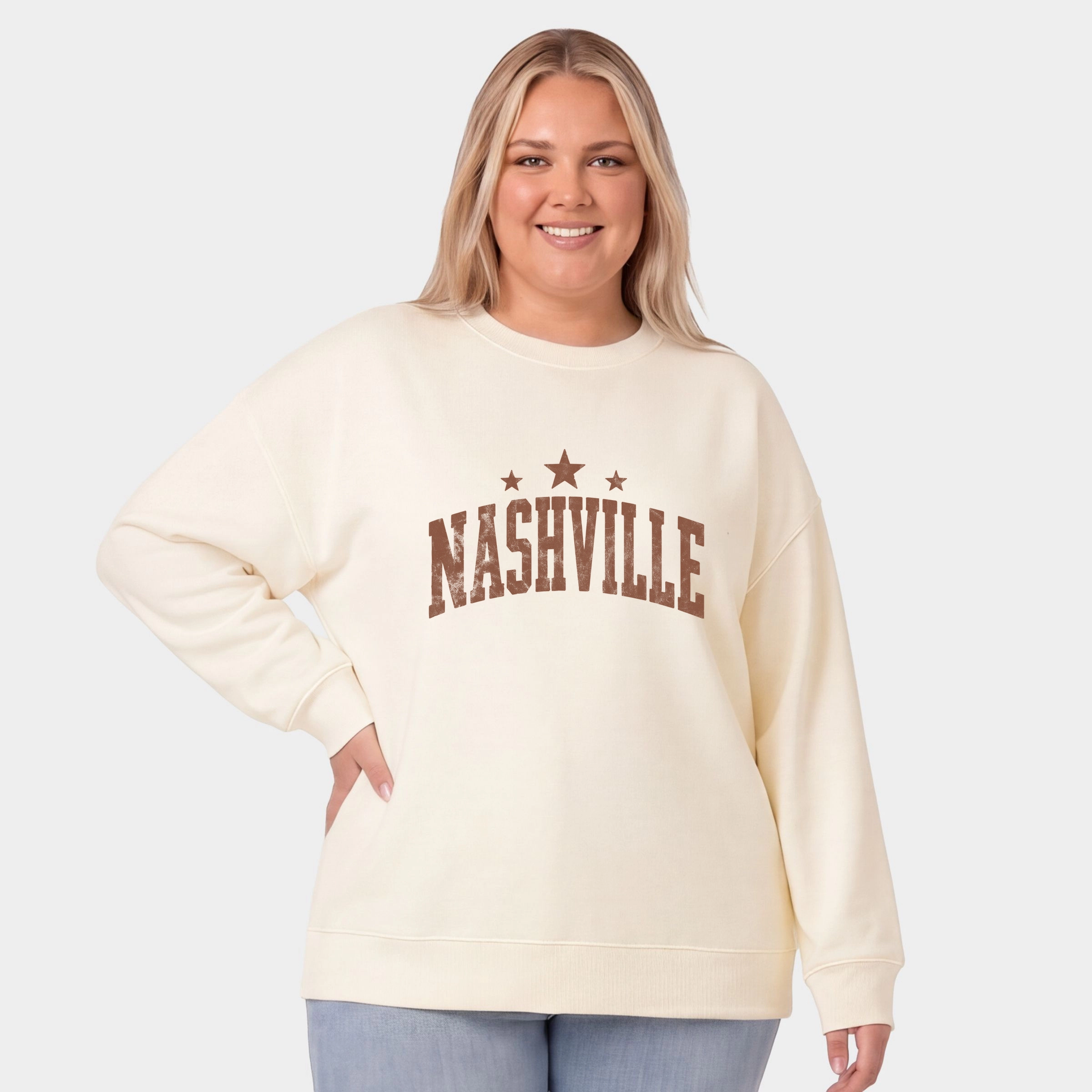 Simply Sage Market - Women's Plus Sized Graphic Sweatshirt Nashville Varsity Stars